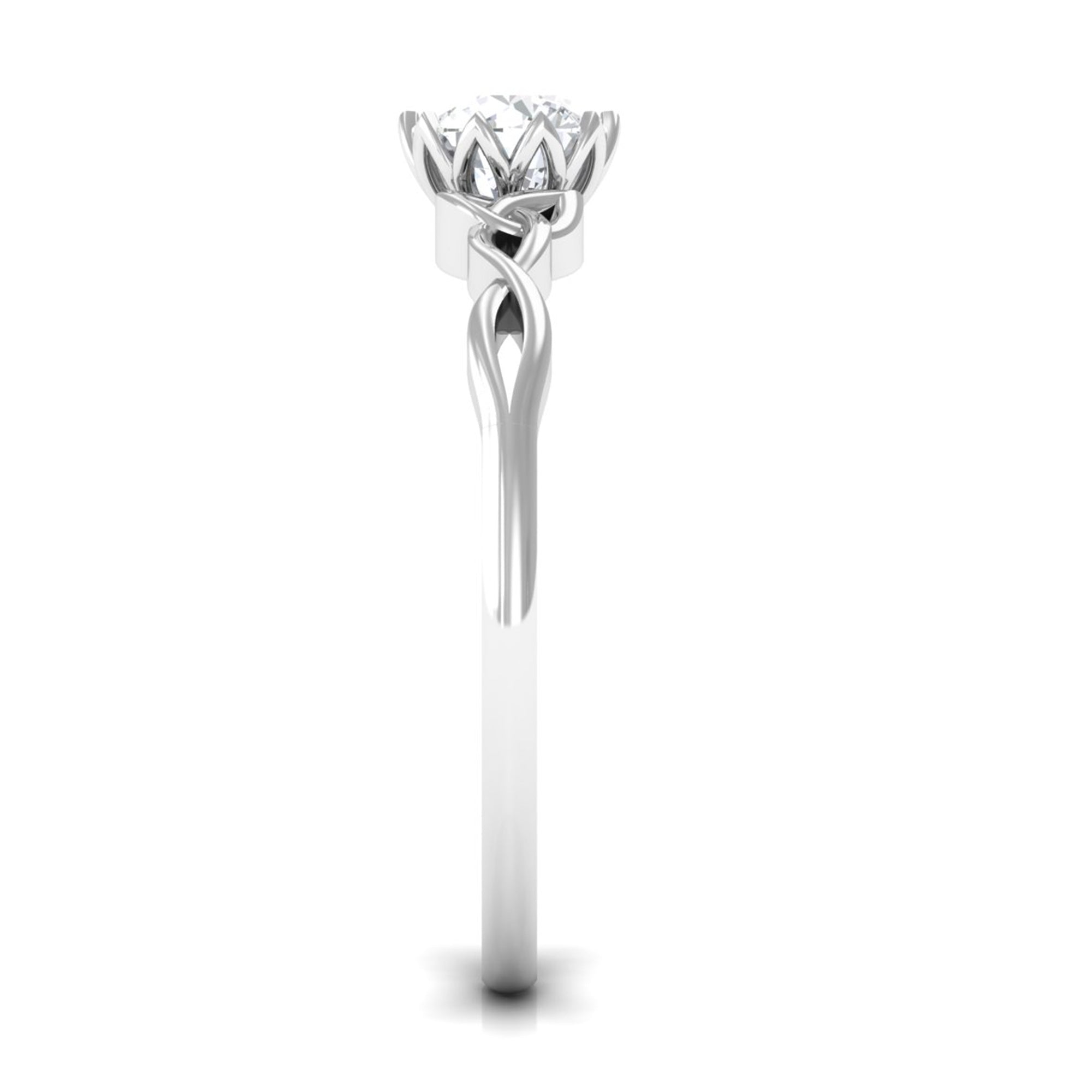 Cubic Zirconia Solitaire Celtic Knot Ring in Floral Setting AAAA - Rosec Jewels