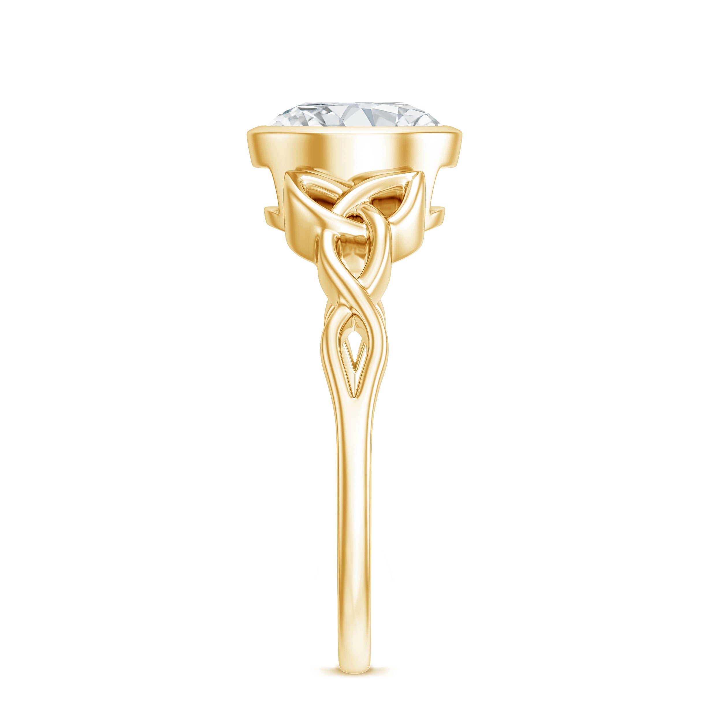 Solitaire Moissanite Celtic Knot Engagement Ring in Bezel Setting D-VS1 - Rosec Jewels