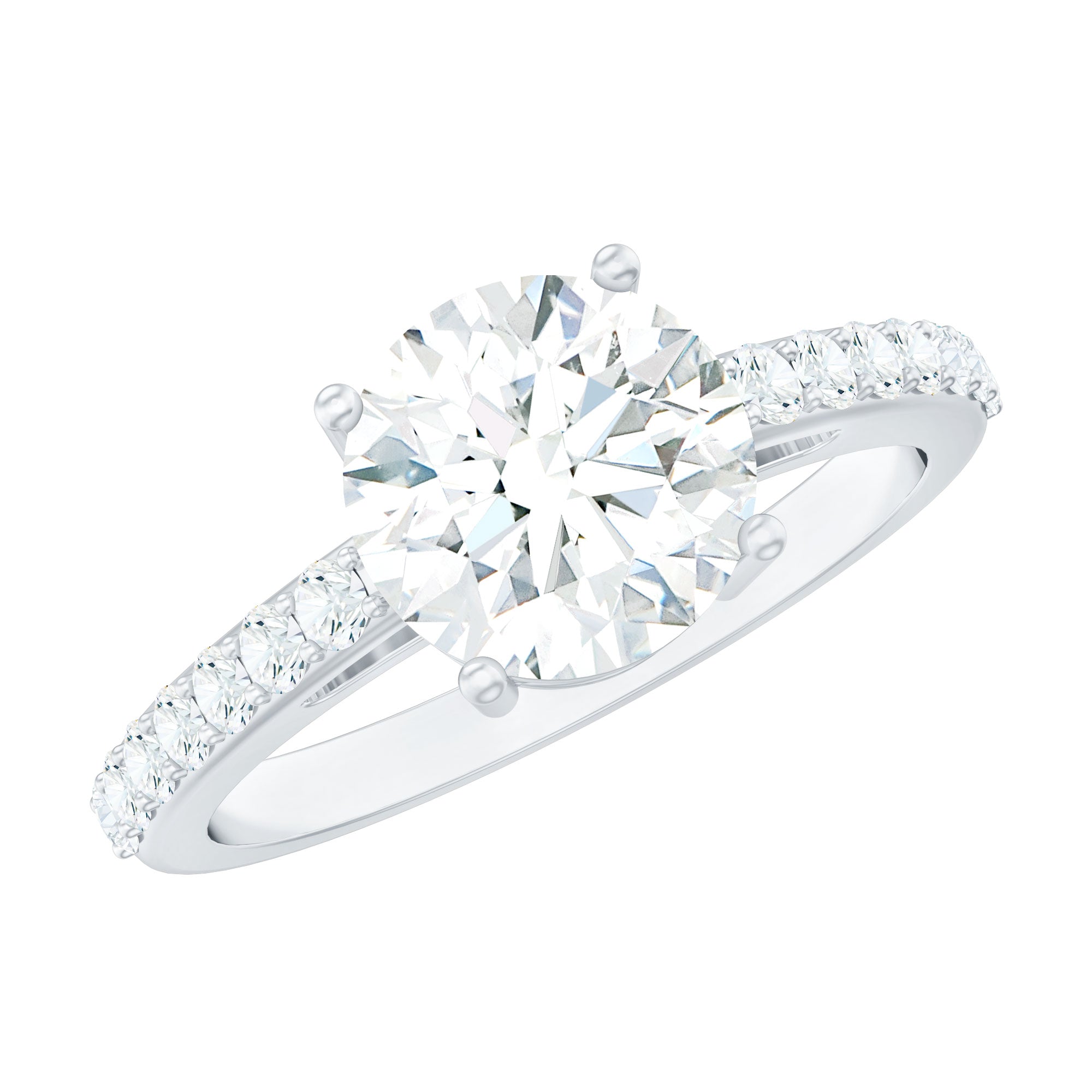 3 CT Round Shape Certified Moissanite Solitaire Engagement Ring