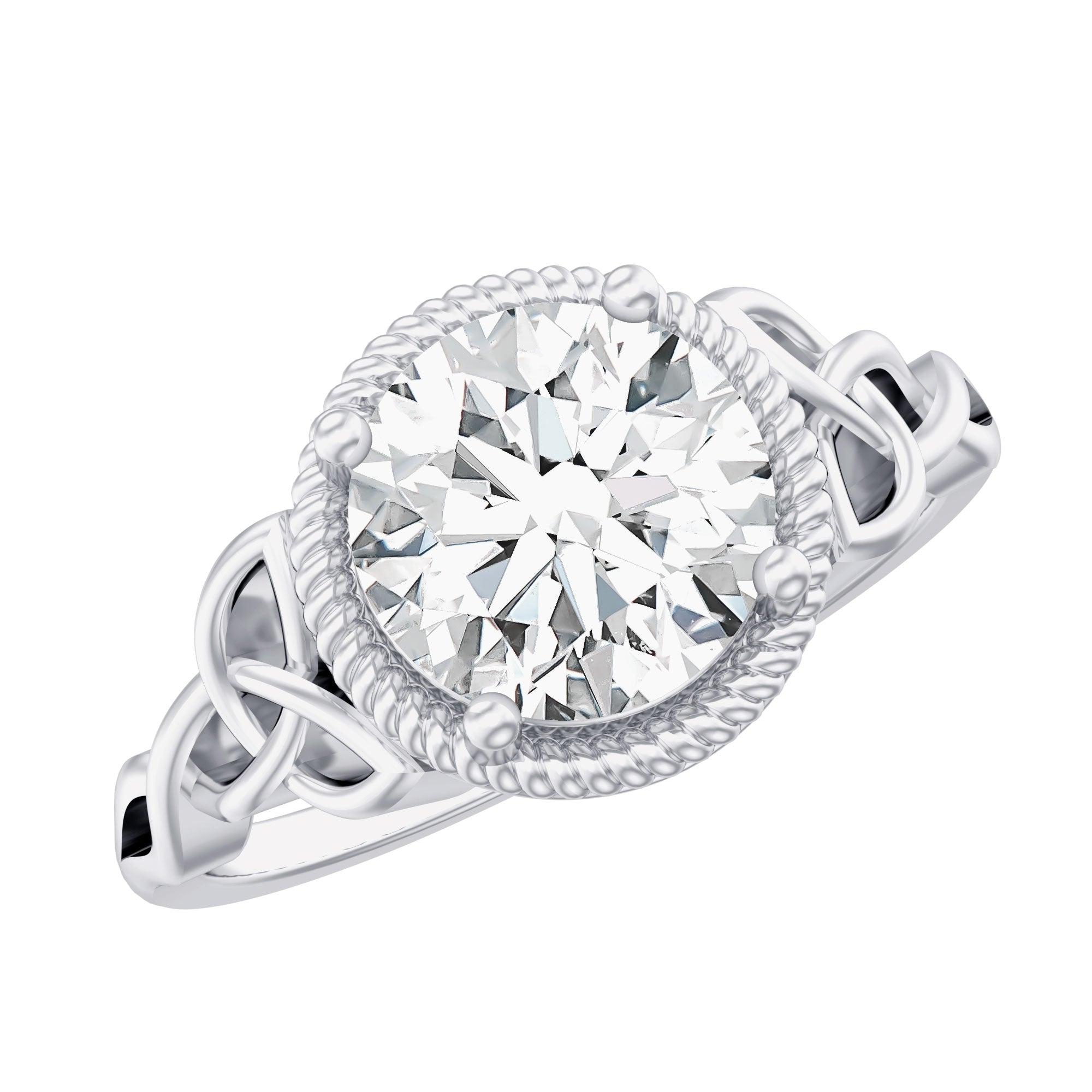 Brilliant Cut Moissanite Engagement Ring with Rope Frame D-VS1 - Rosec Jewels