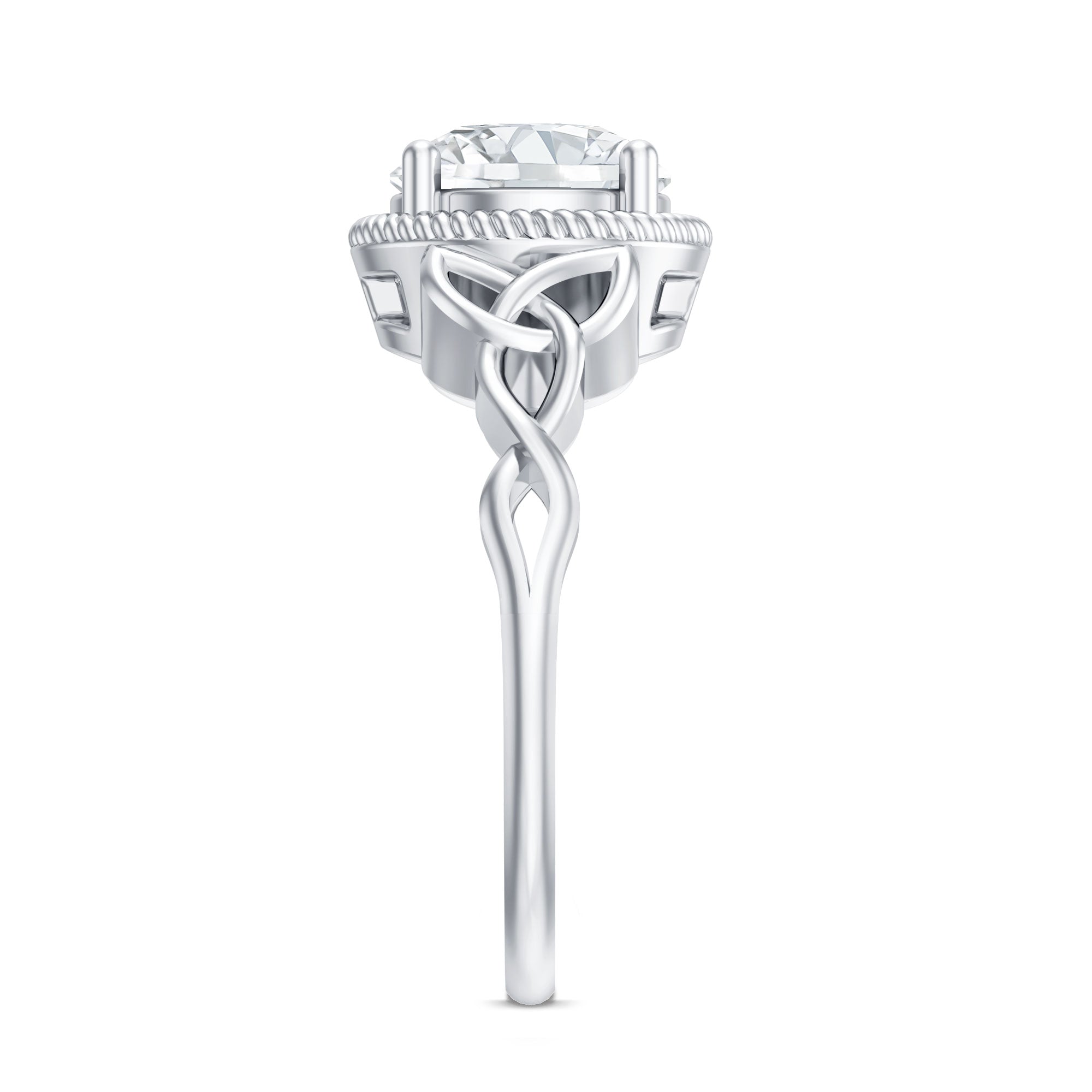 Brilliant Cut Moissanite Engagement Ring with Rope Frame D-VS1 - Rosec Jewels