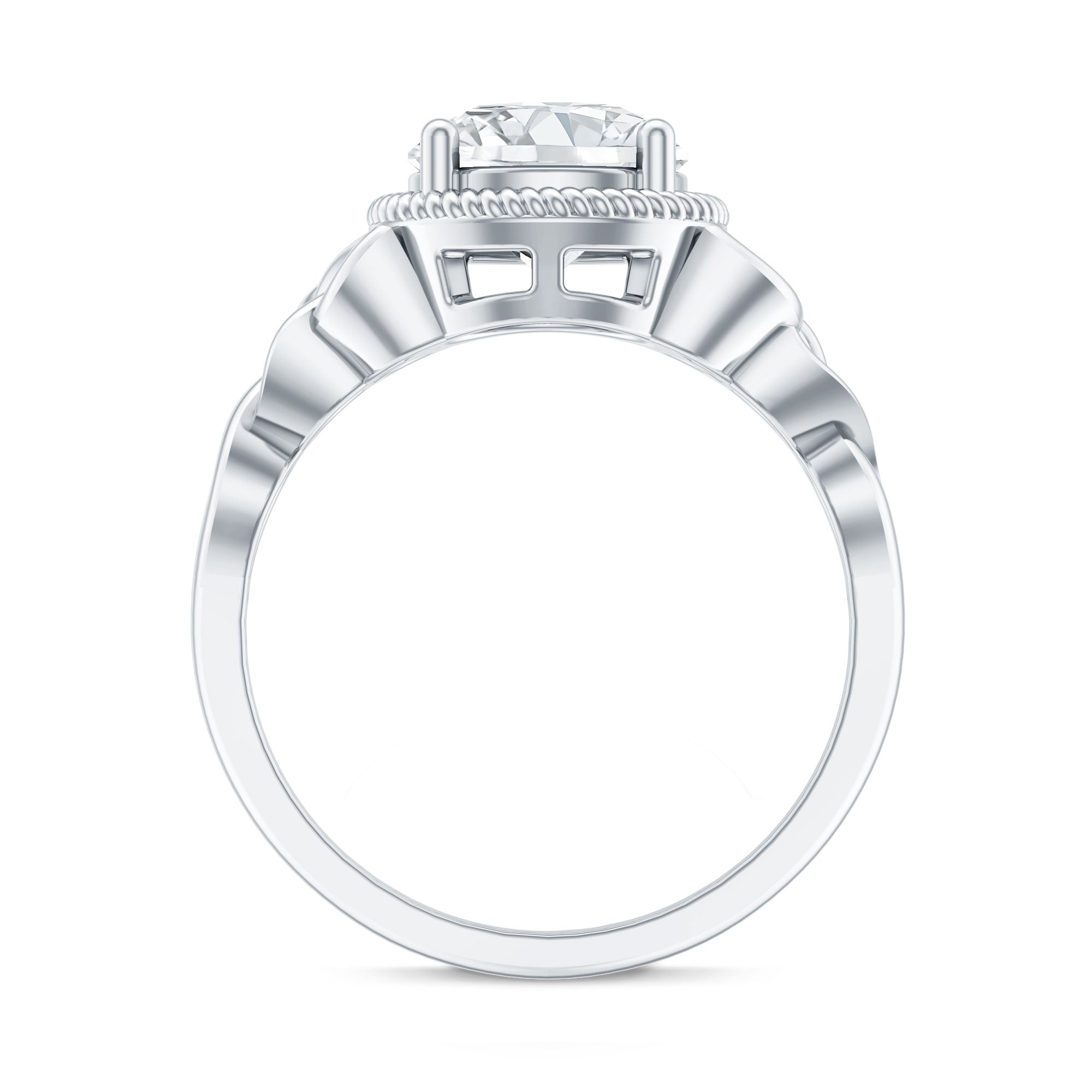 Brilliant Cut Moissanite Engagement Ring with Rope Frame D-VS1 - Rosec Jewels
