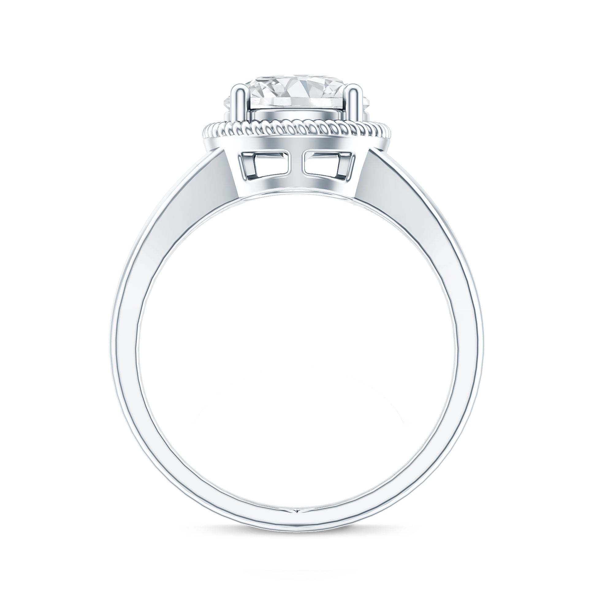 2 CT Round Moissanite Rope Band Engagement Ring D-VS1 - Rosec Jewels