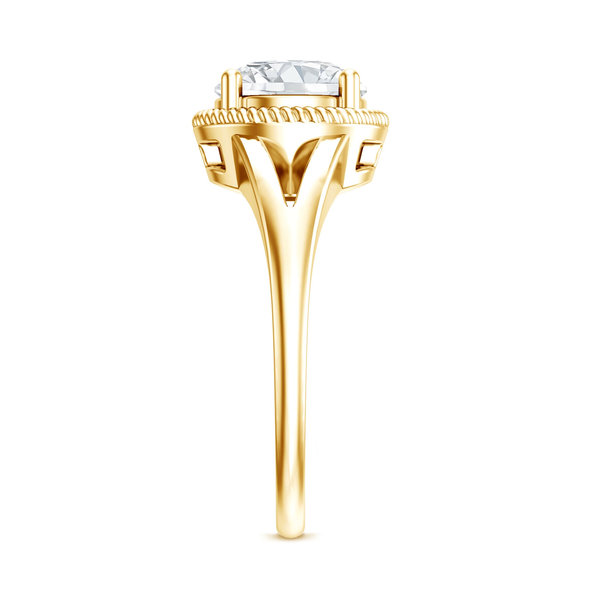 2 CT Round Moissanite Rope Band Engagement Ring D-VS1 - Rosec Jewels