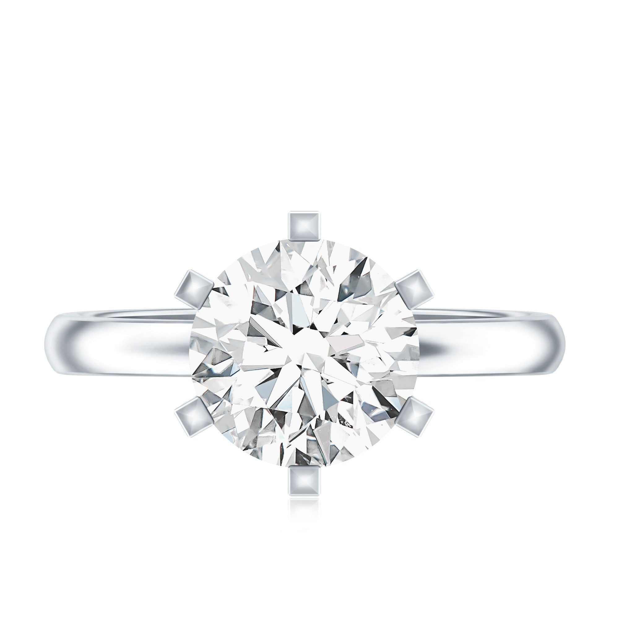 8 MM Round Brilliant Cut Lab Grown Diamond Engagement Ring Lab - ( EF-VS ) - Rosec Jewels