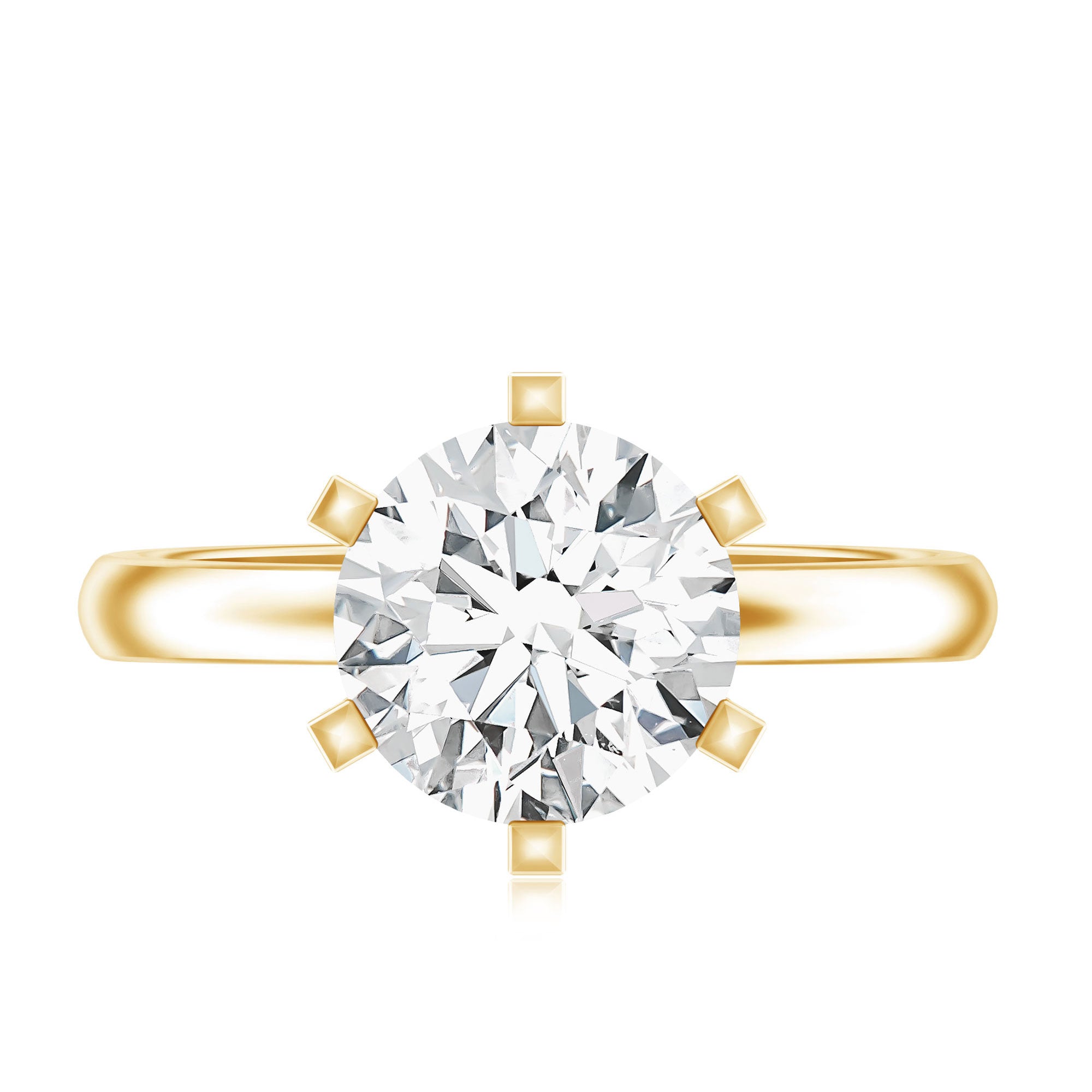 8 MM Round Brilliant Cut Lab Grown Diamond Engagement Ring Lab - ( EF-VS ) - Rosec Jewels