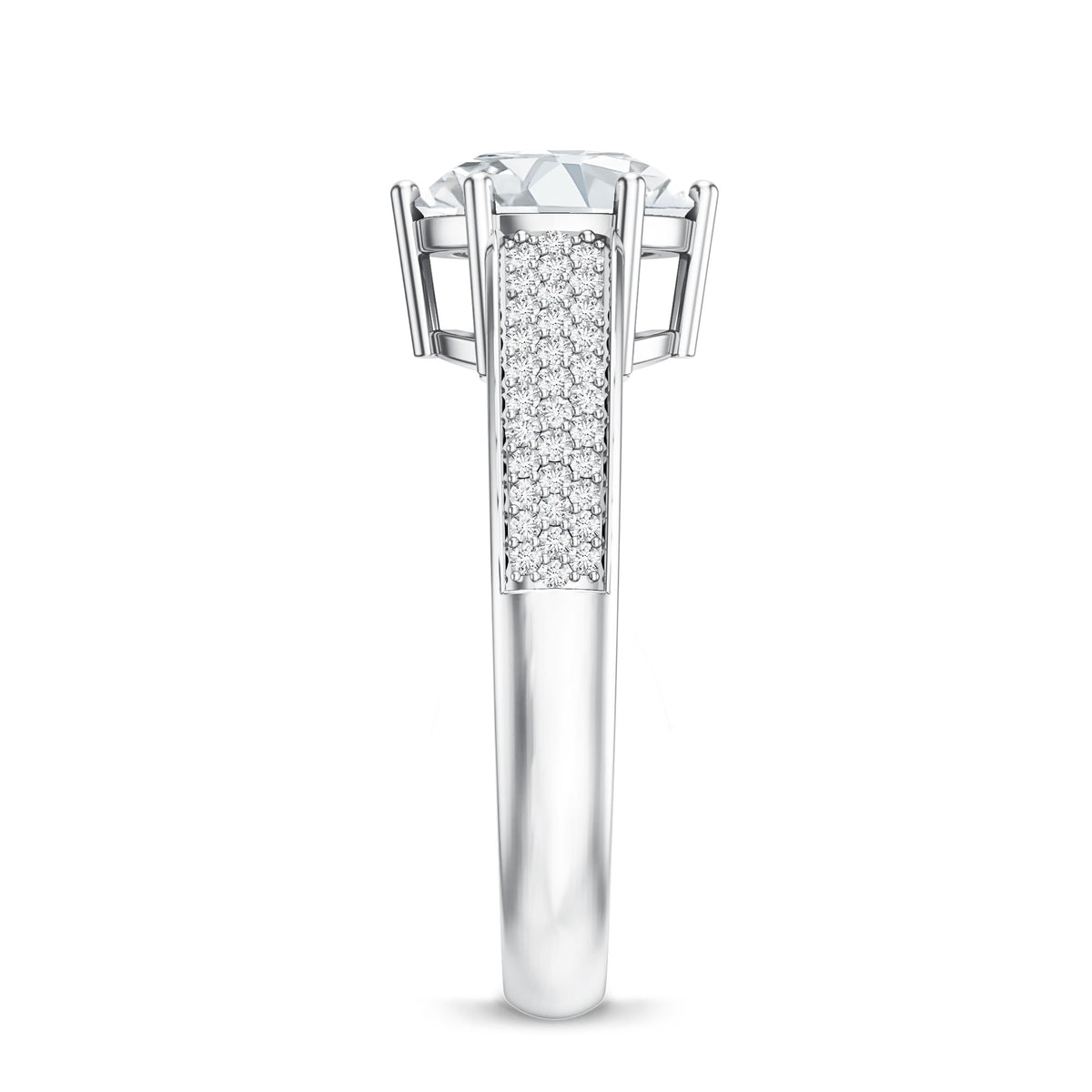 Certified Moissanite Side Stone Engagement Ring for Women D-VS1 - Rosec Jewels