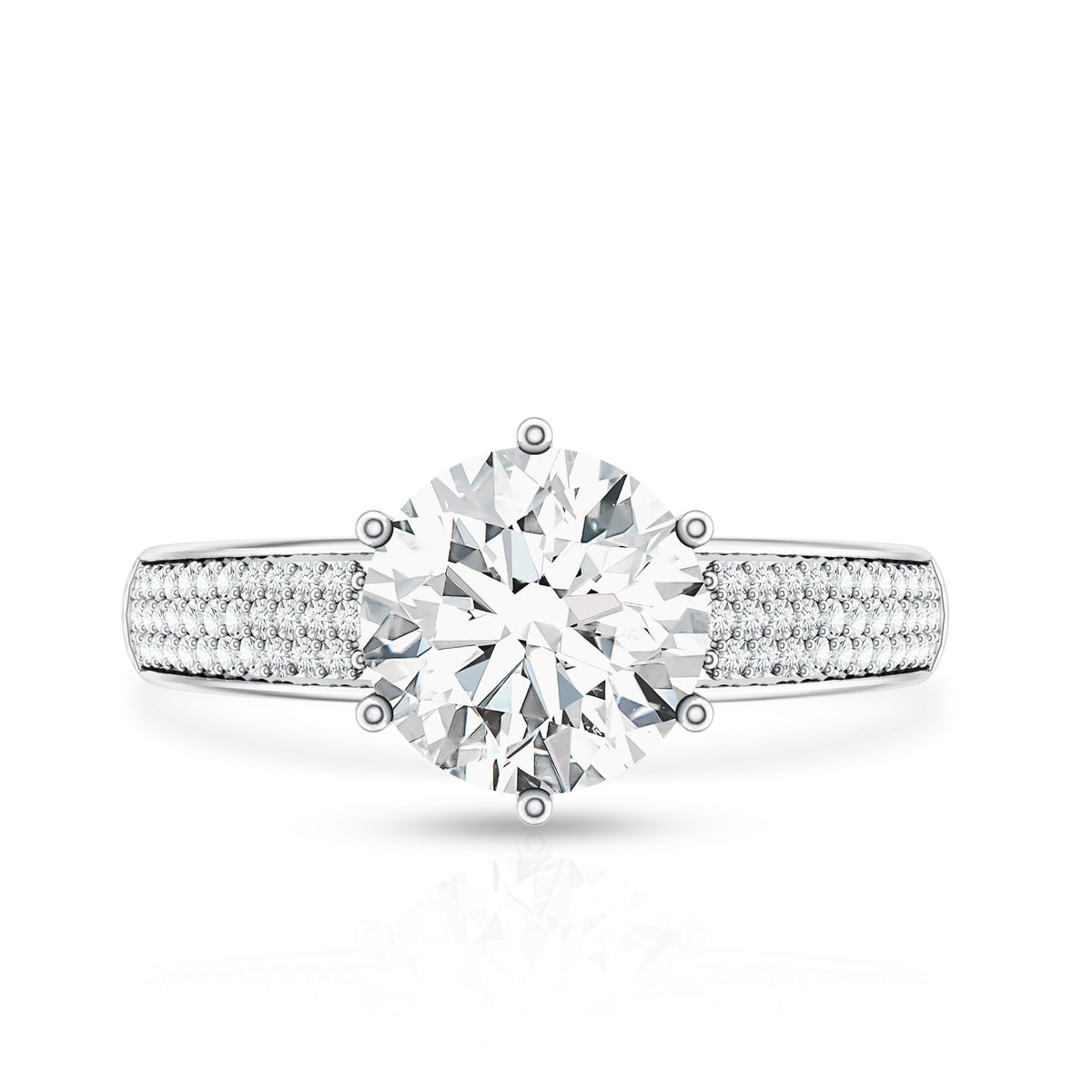 Certified Moissanite Side Stone Engagement Ring for Women D-VS1 - Rosec Jewels