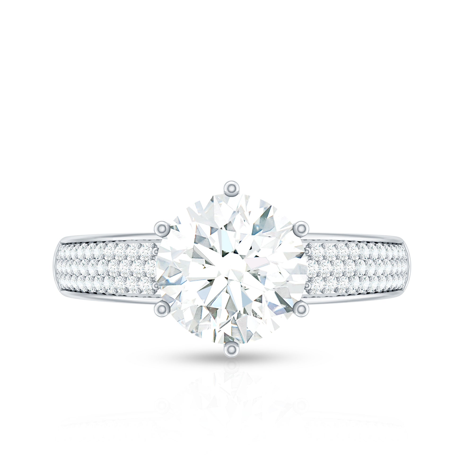 Certified Moissanite Side Stone Engagement Ring for Women D-VS1 - Rosec Jewels