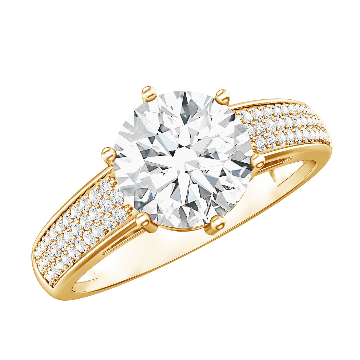 Certified Moissanite Side Stone Engagement Ring for Women D-VS1 - Rosec Jewels