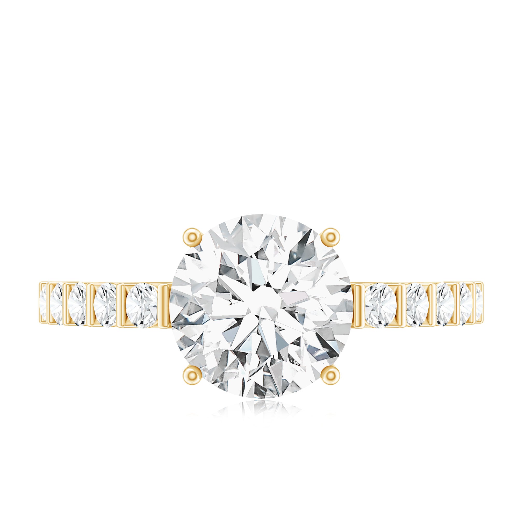 Solitaire Moissanite Engagement Ring with Side Stones D-VS1 - Rosec Jewels