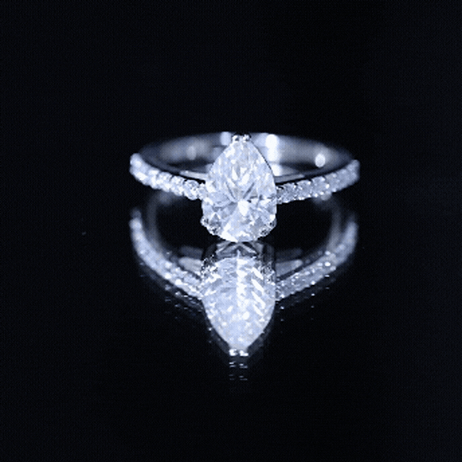 Certified 7X10 MM Moissanite Pear Shaped Engagement Ring D-VS1 - Rosec Jewels