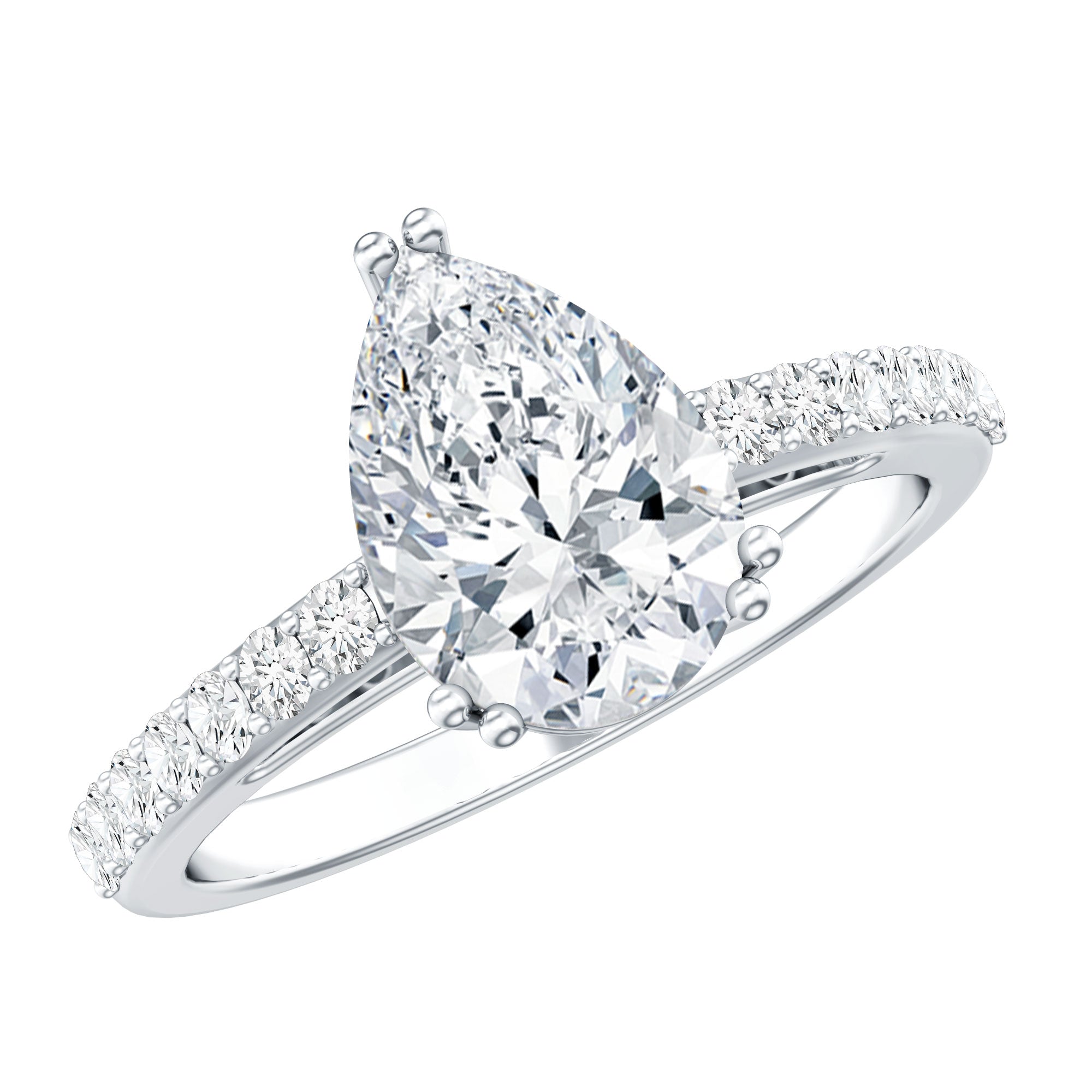 Certified 7X10 MM Moissanite Pear Shaped Engagement Ring D-VS1 - Rosec Jewels