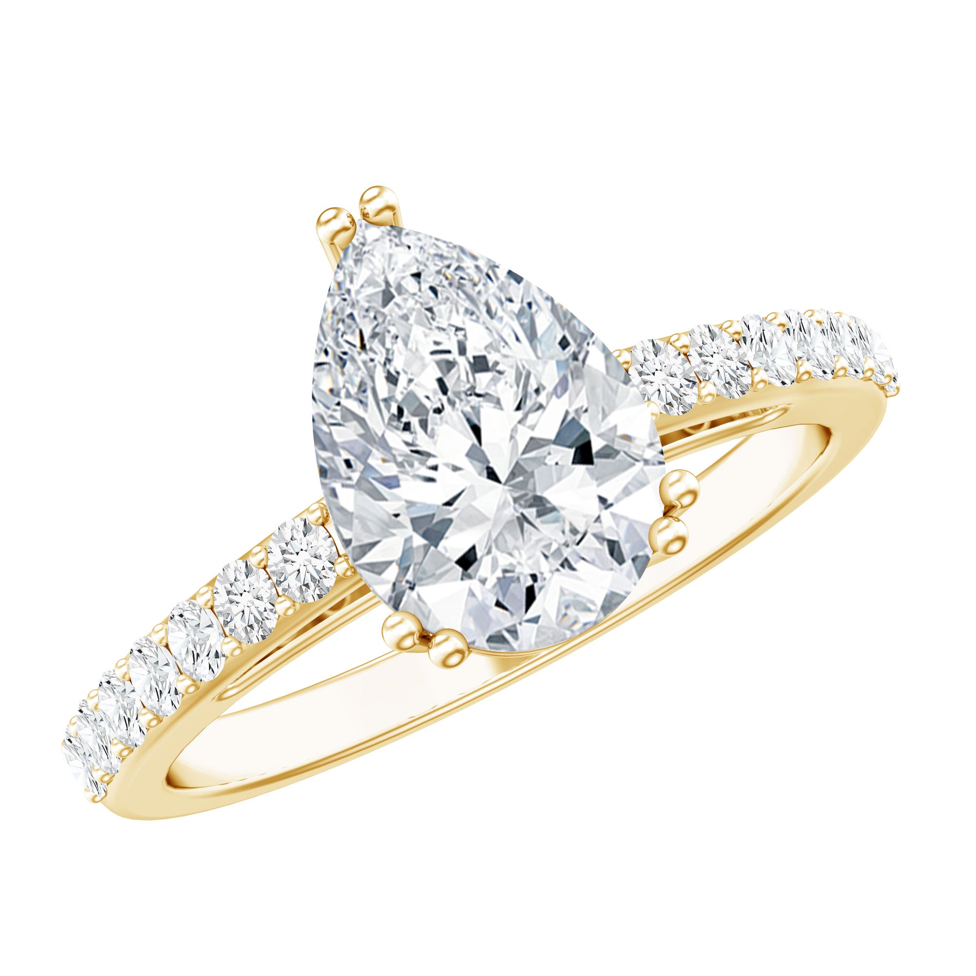 Certified 7X10 MM Moissanite Pear Shaped Engagement Ring D-VS1 - Rosec Jewels