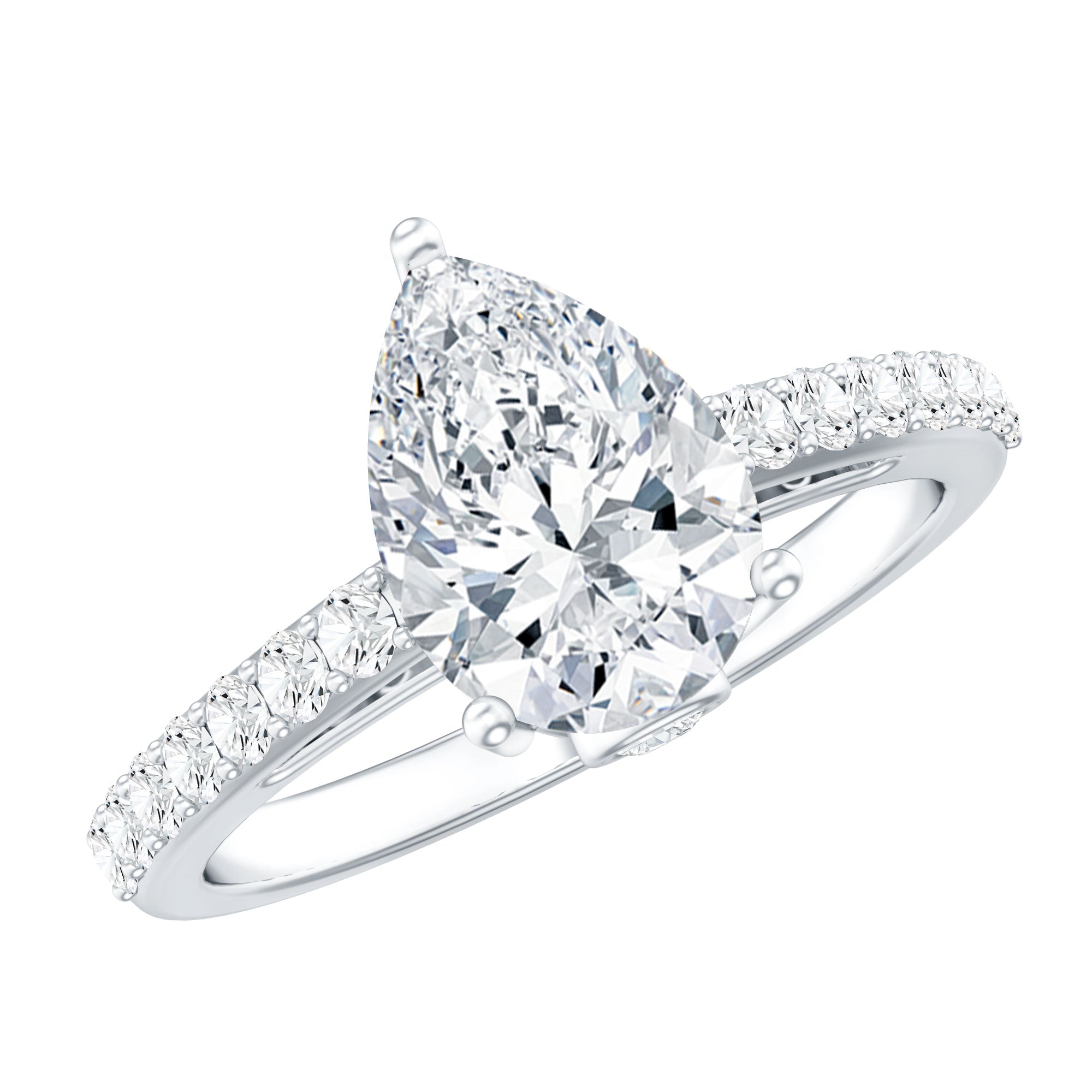 Certified 2.25 CT Moissanite Teardrop Engagement Ring For Her D-VS1 - Rosec Jewels