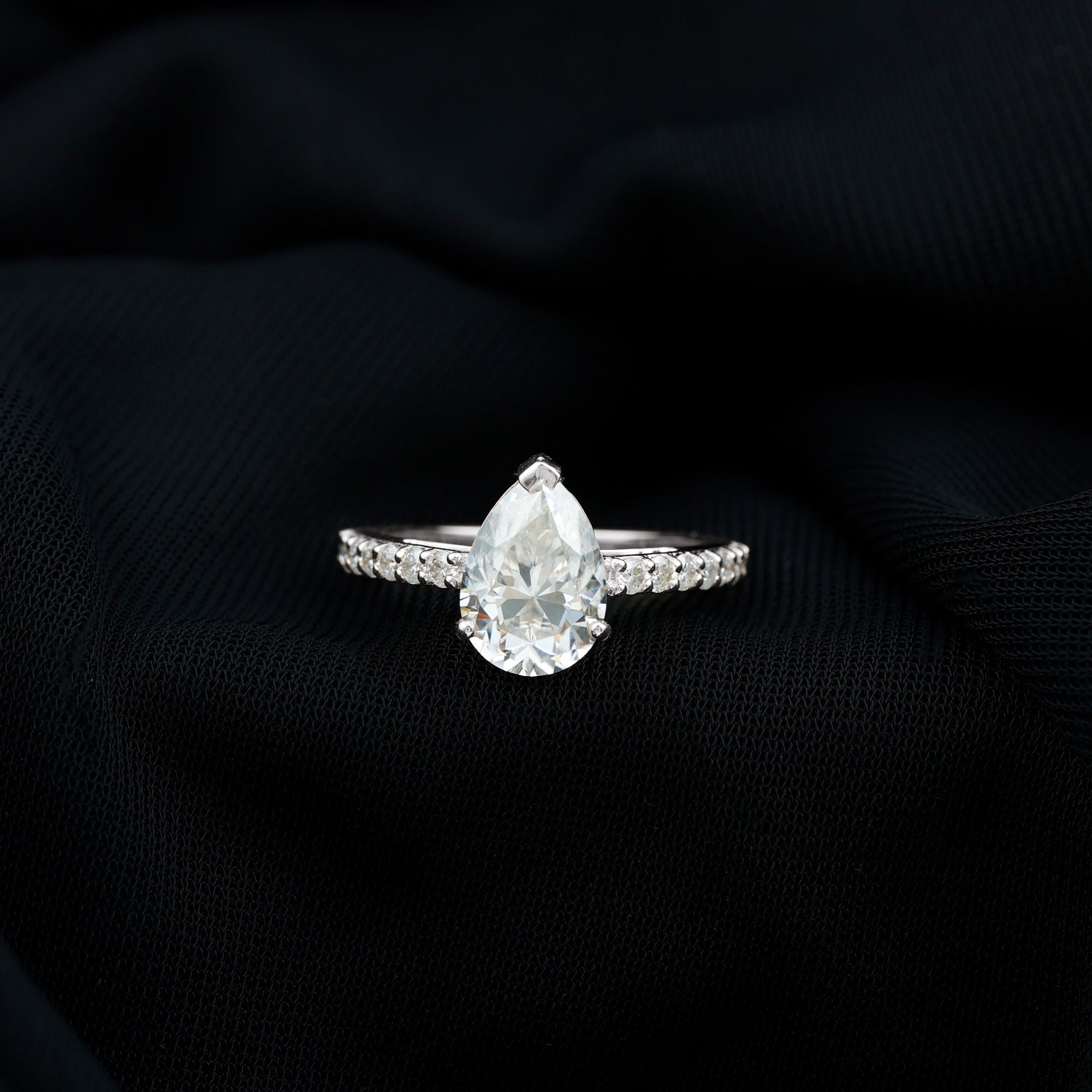 Certified 2.25 CT Moissanite Teardrop Engagement Ring For Her D-VS1 - Rosec Jewels