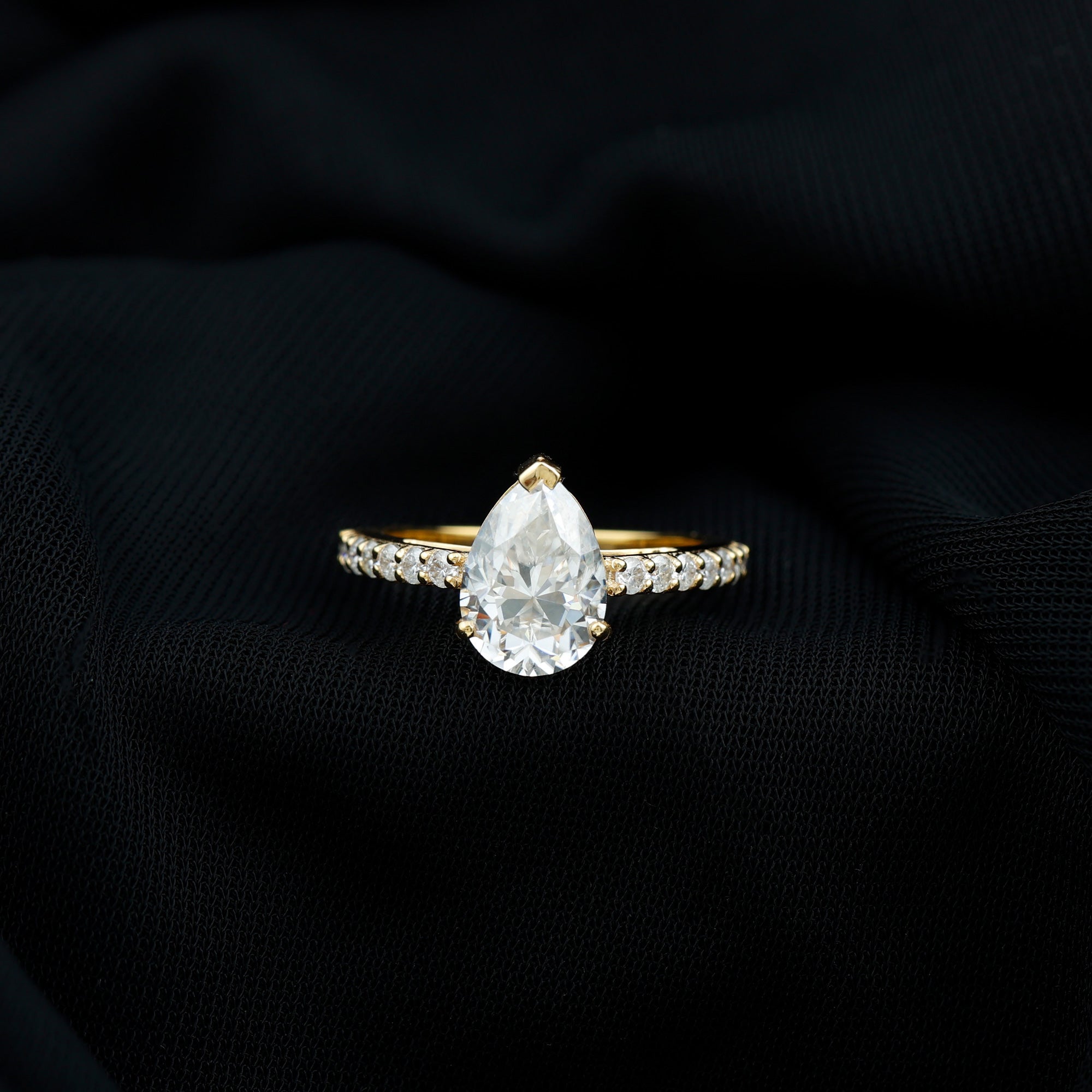 Certified 2.25 CT Moissanite Teardrop Engagement Ring For Her D-VS1 - Rosec Jewels