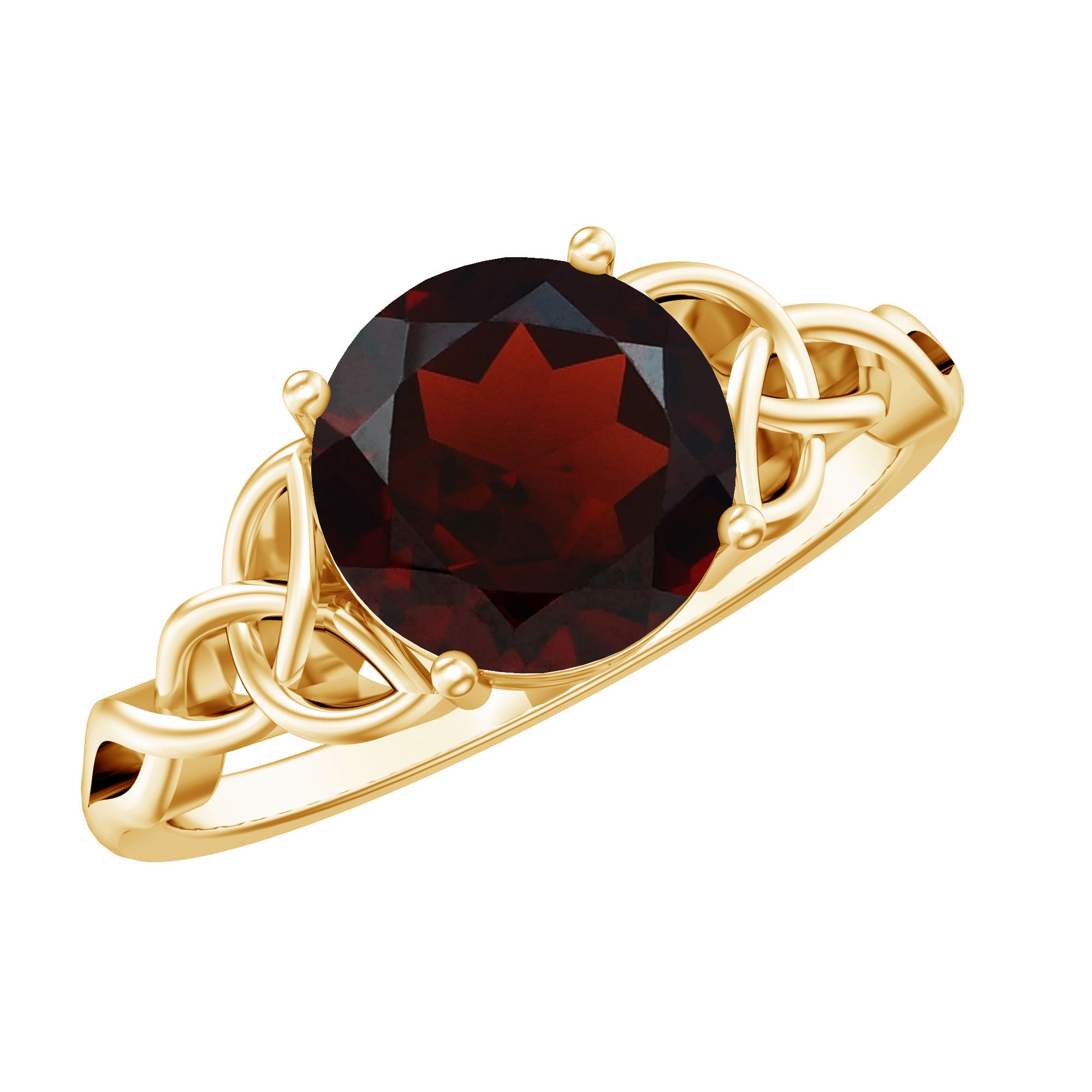 2.3 Carat Real Garnet Solitaire Engagement Ring with Celtic Knot AAA - Rosec Jewels