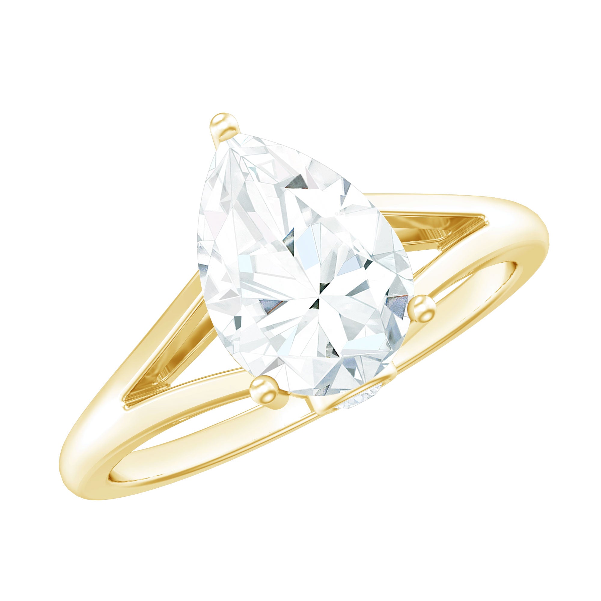 Pear Shaped Moissanite Split Shank Engagement Ring D-VS1 - Rosec Jewels