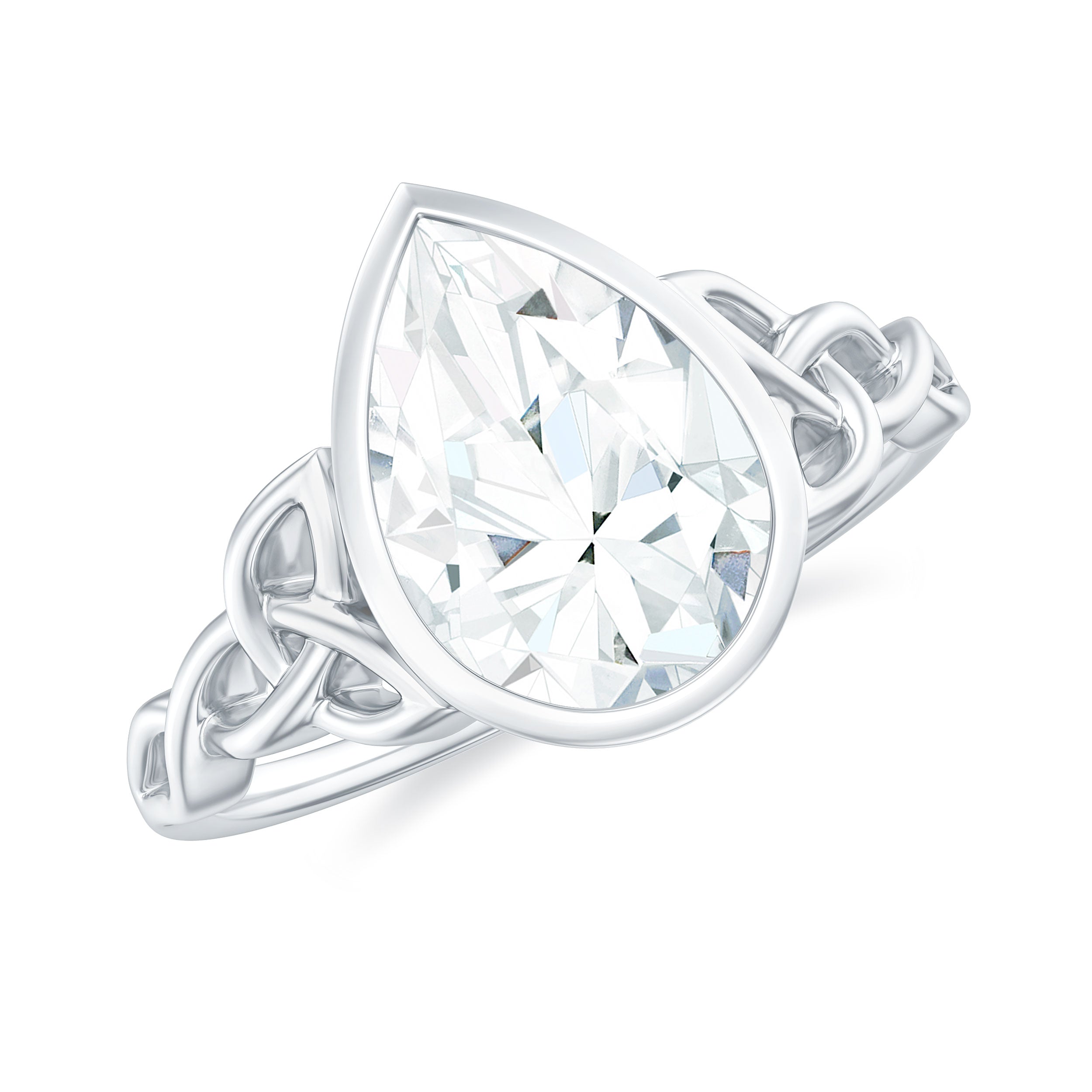 2.25 Carat Pear Shape Moissanite Celtic Knot Engagement Ring D-VS1 - Rosec Jewels