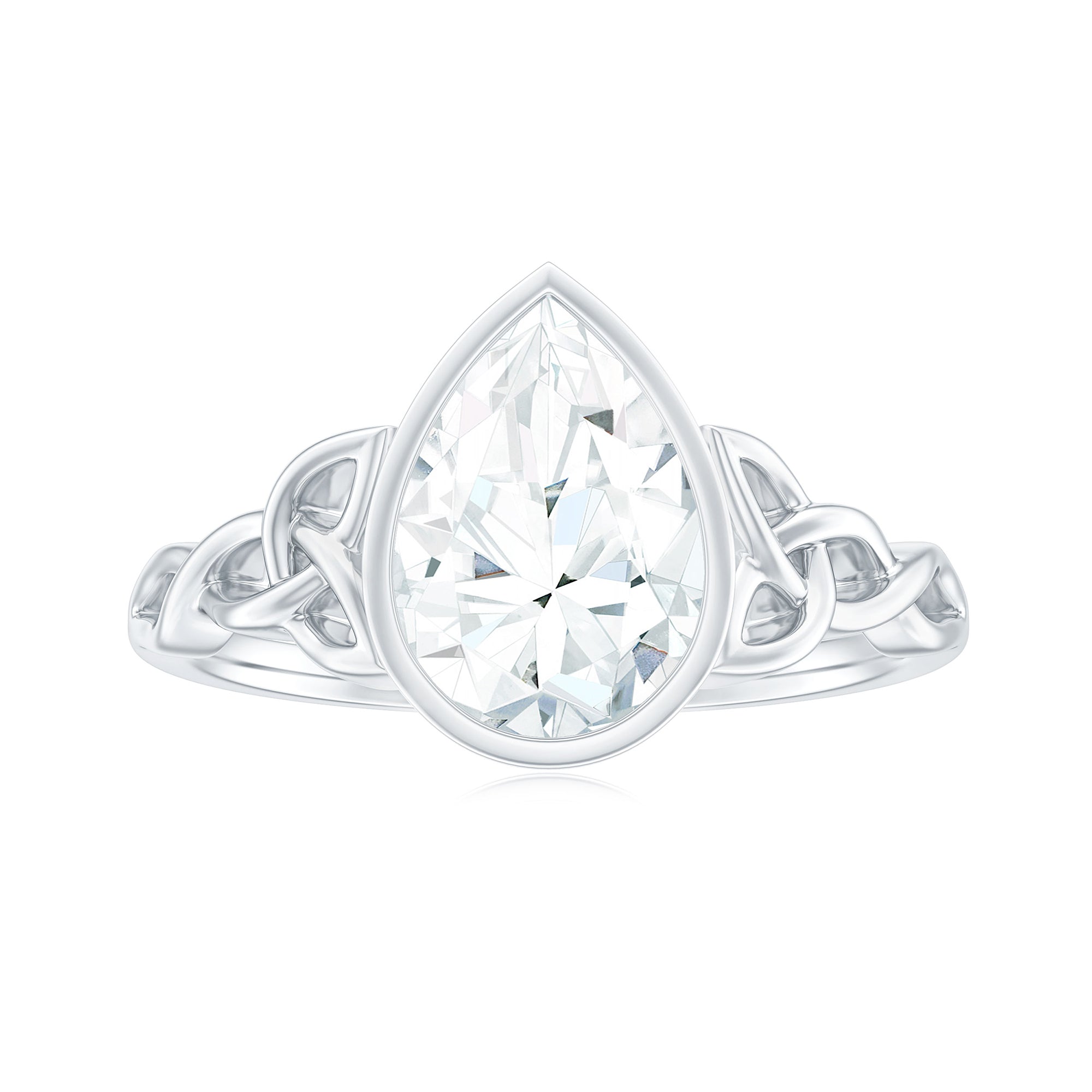 2.25 Carat Pear Shape Moissanite Celtic Knot Engagement Ring D-VS1 - Rosec Jewels