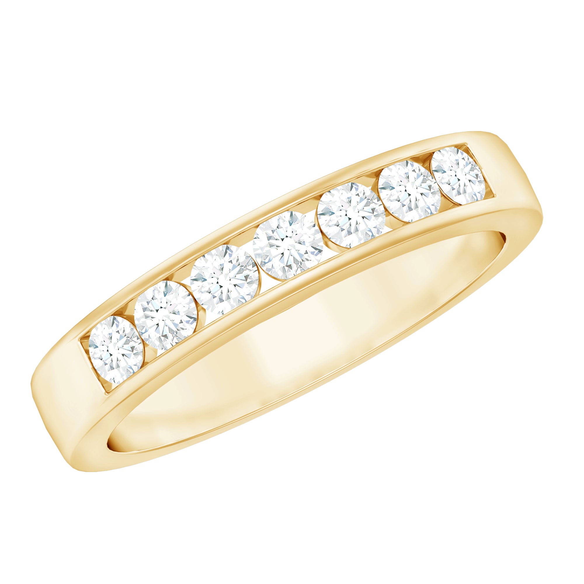 Diamond Seven Stone Band Ring in Channel Setting Natural - ( HI-SI ) - Rosec Jewels