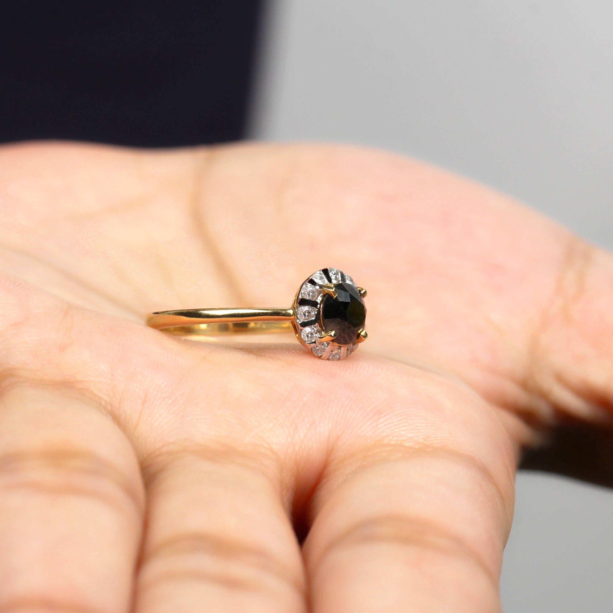 Rosec Jewels-1.75 CT Lab Created Black Diamond Promise Ring with Diamond Halo