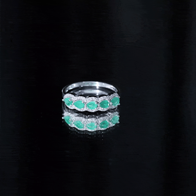 Pear Shape Emerald Anniversary Wedding Ring with Diamond Accent AAA - Rosec Jewels