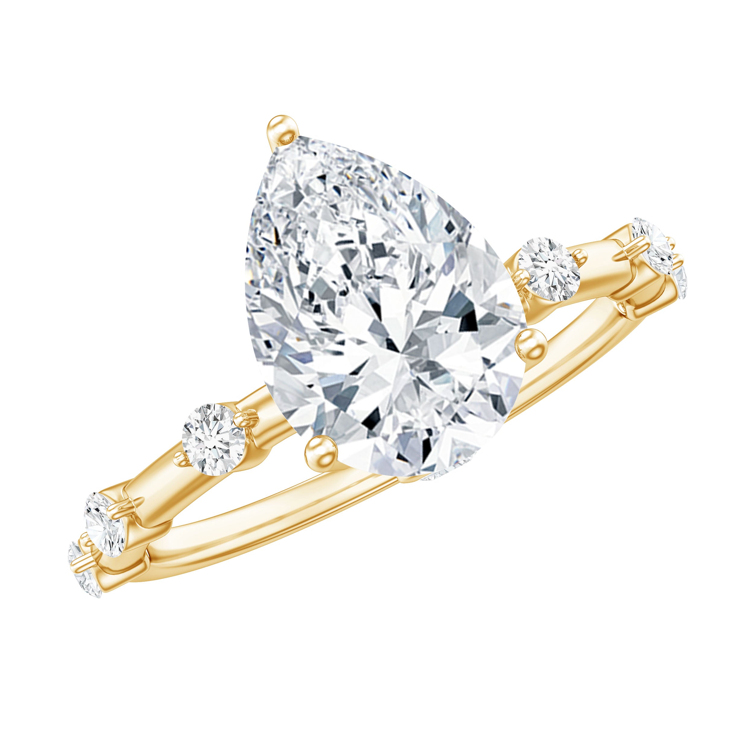 Brilliant Cut Moissanite Pear Shape Engagement Ring with Hidden Halo D-VS1 - Rosec Jewels