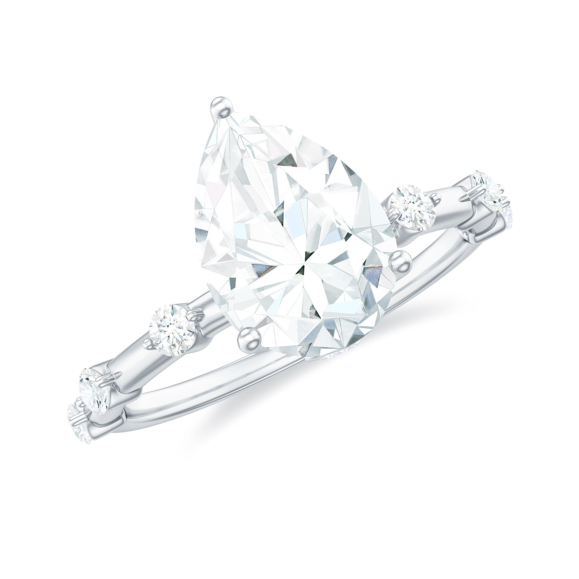 Pear Shaped Moissanite Big Engagement Ring For Women