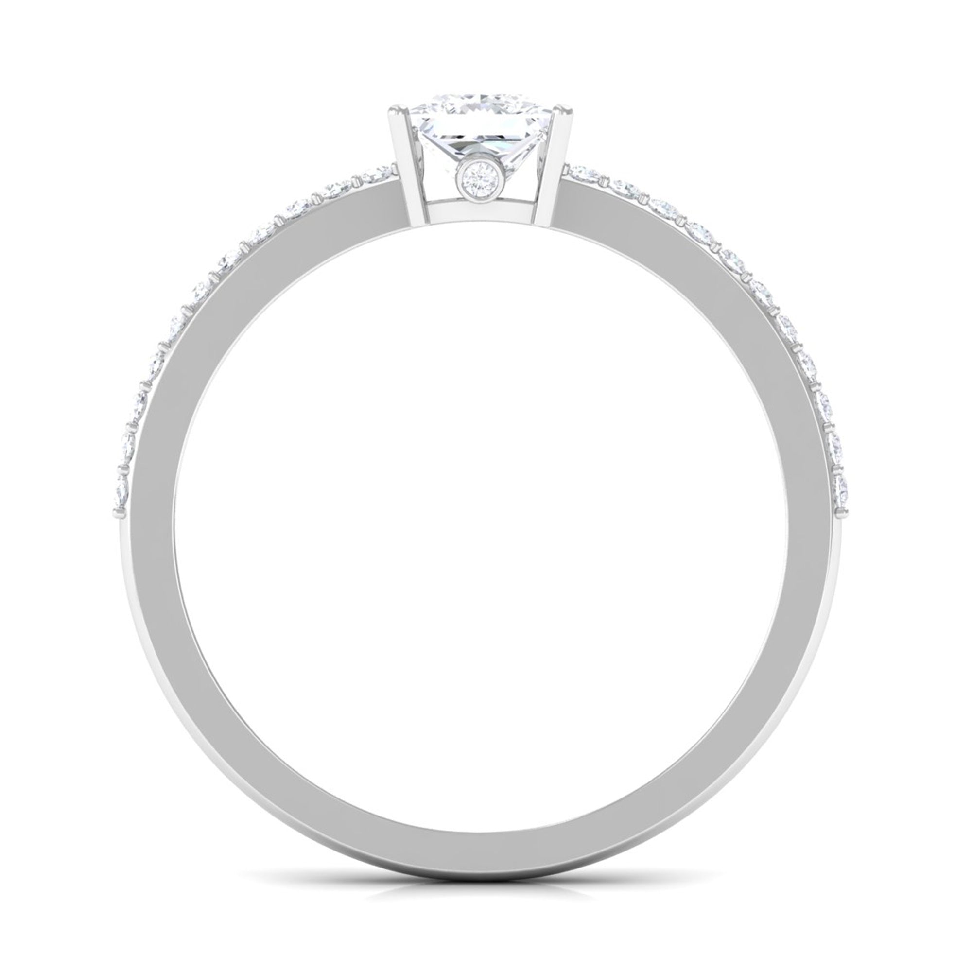 3/4 CT Princess Cut Zircon Solitaire Ring with Surprise and Side Stones AAAA - Rosec Jewels