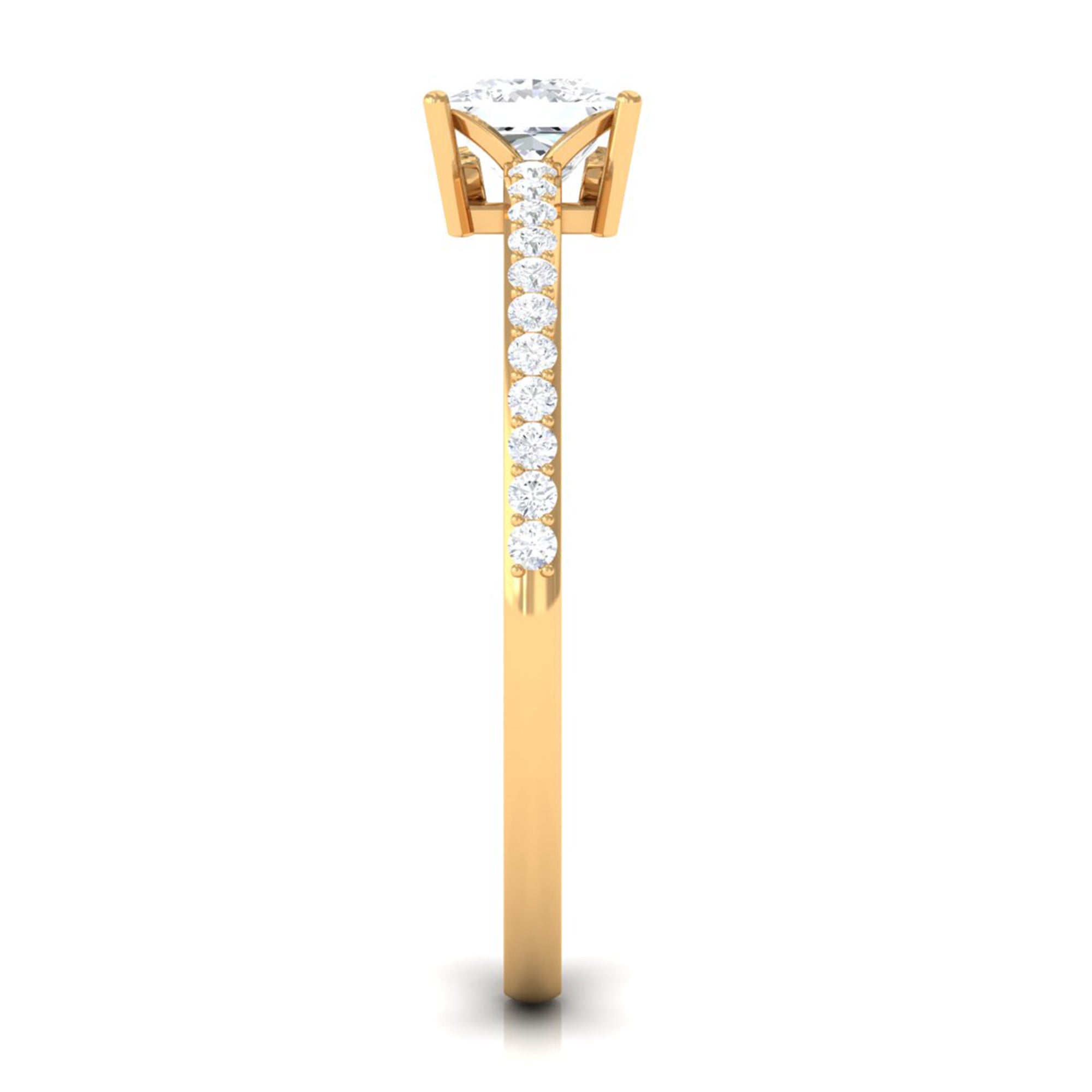 3/4 CT Princess Cut Zircon Solitaire Ring with Surprise and Side Stones AAAA - Rosec Jewels