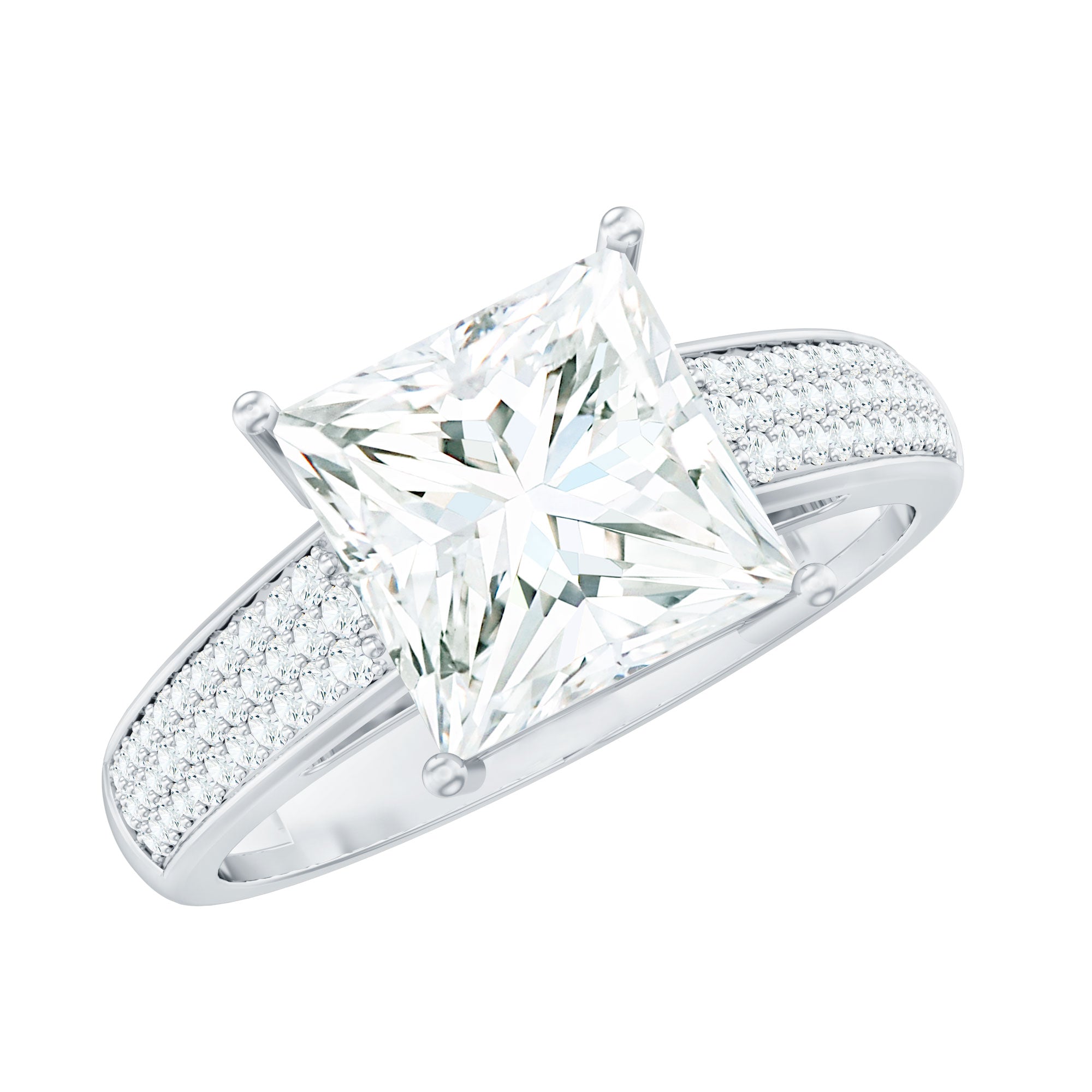 Princess Cut Moissanite Engagement Ring With Certificate