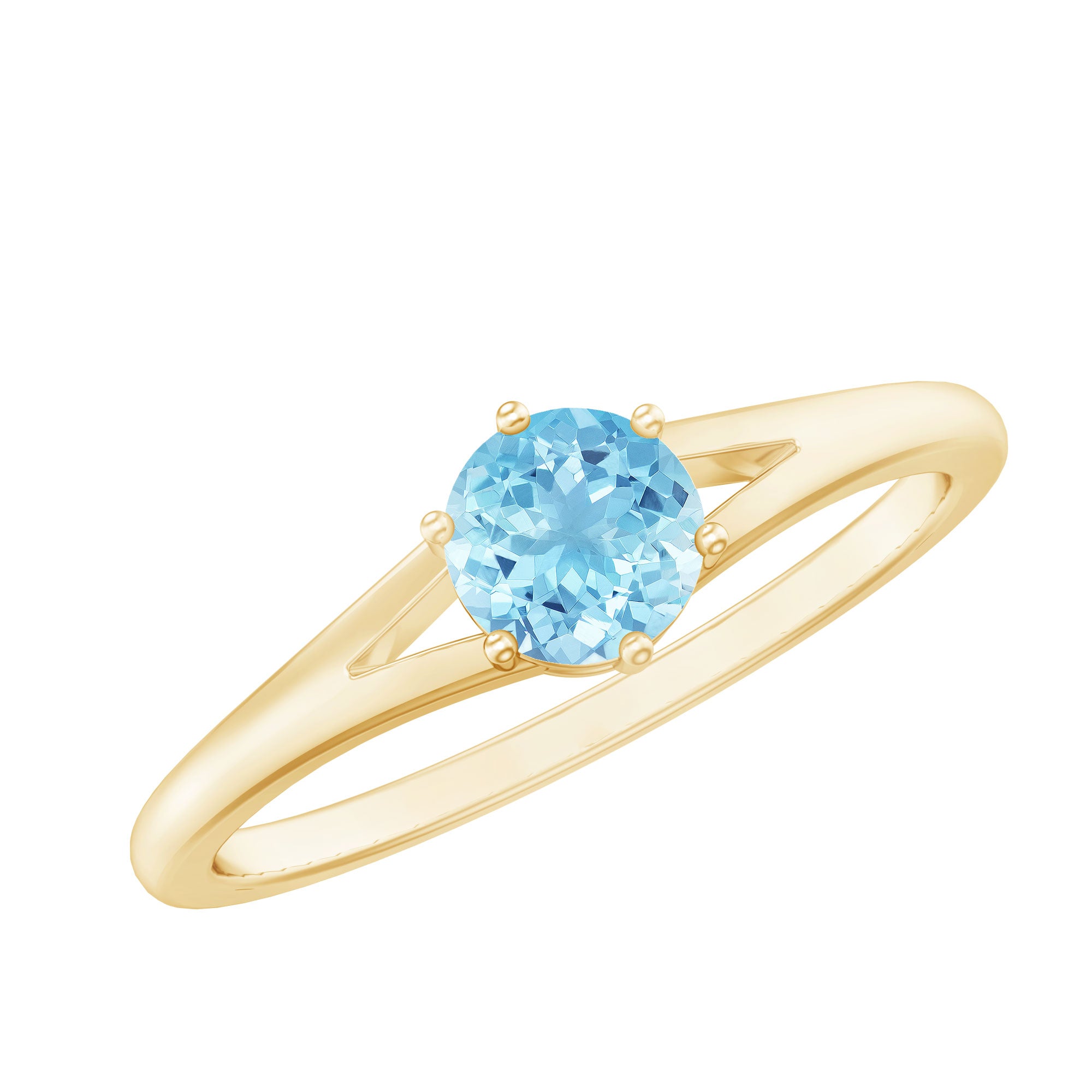Natural Aquamarine Solitaire Promise Ring in 6 Prong Setting AAA - Rosec Jewels