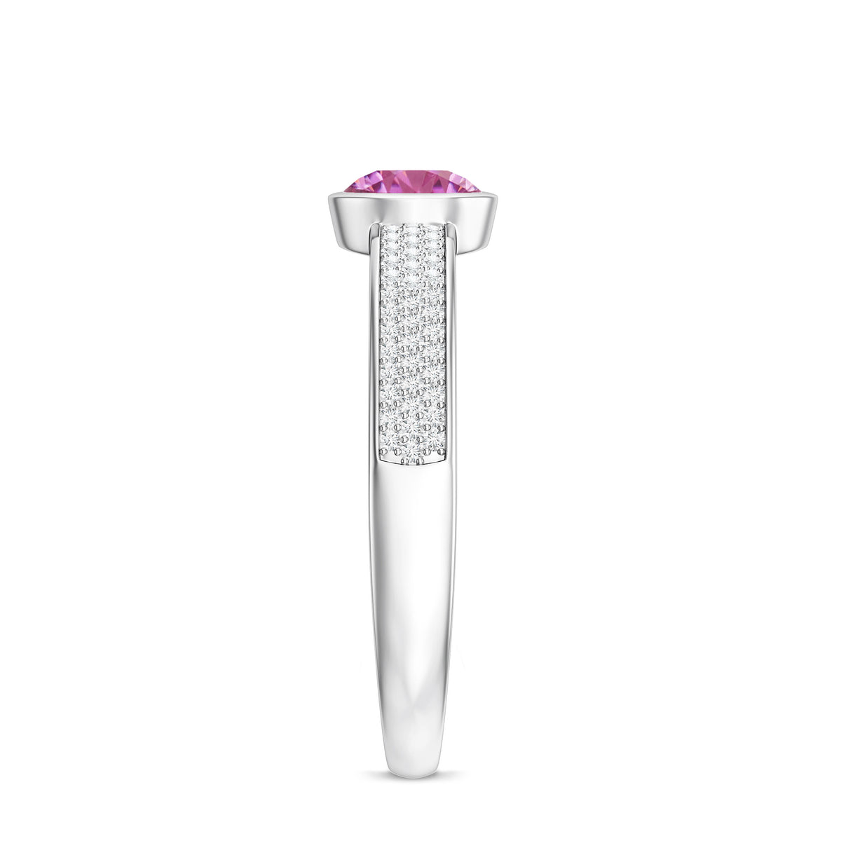 0.4 Carat Solitaire Pink Tourmaline and Diamond Engagement Ring AAA - Rosec Jewels