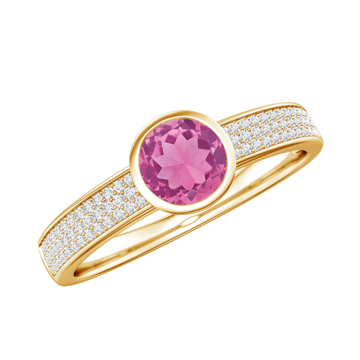 0.4 Carat Solitaire Pink Tourmaline and Diamond Engagement Ring AAA - Rosec Jewels