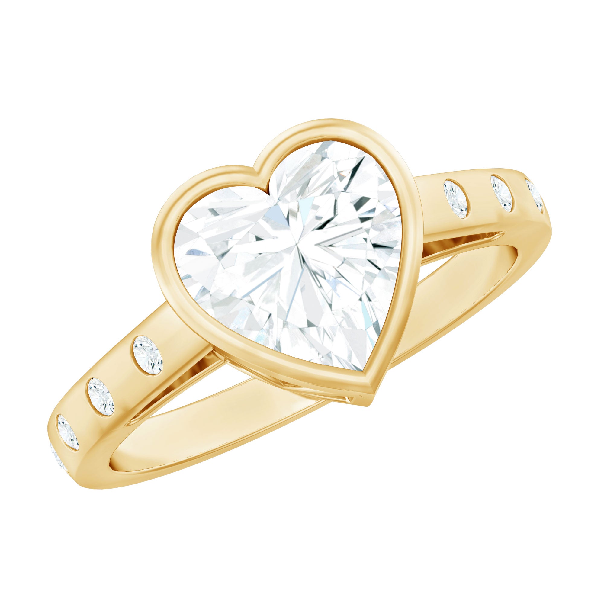 Heart Shape Moissanite Bezel Set Engagement Ring D-VS1 - Rosec Jewels