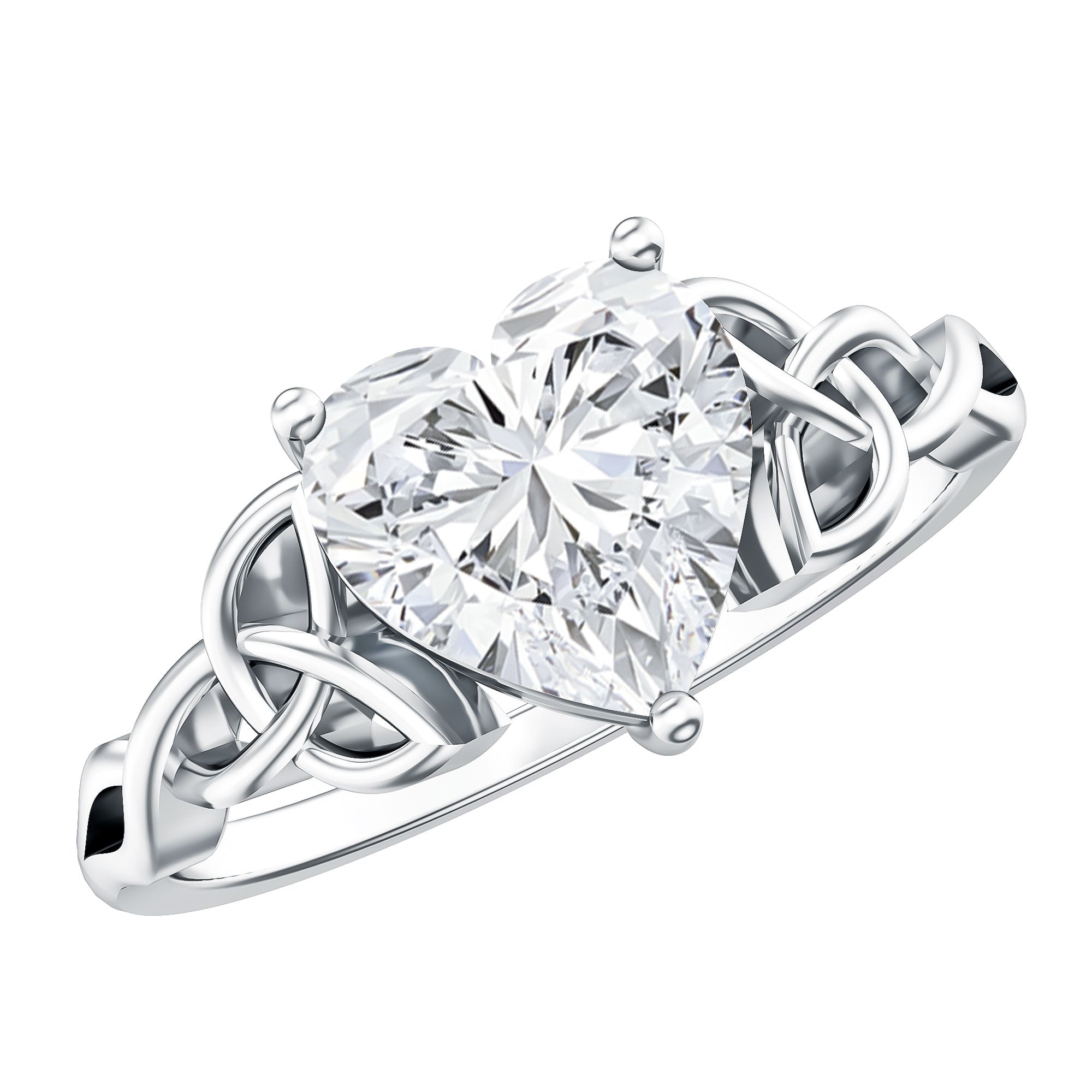 Heart Shaped Moissanite Celtic Engagement Ring D-VS1 - Rosec Jewels