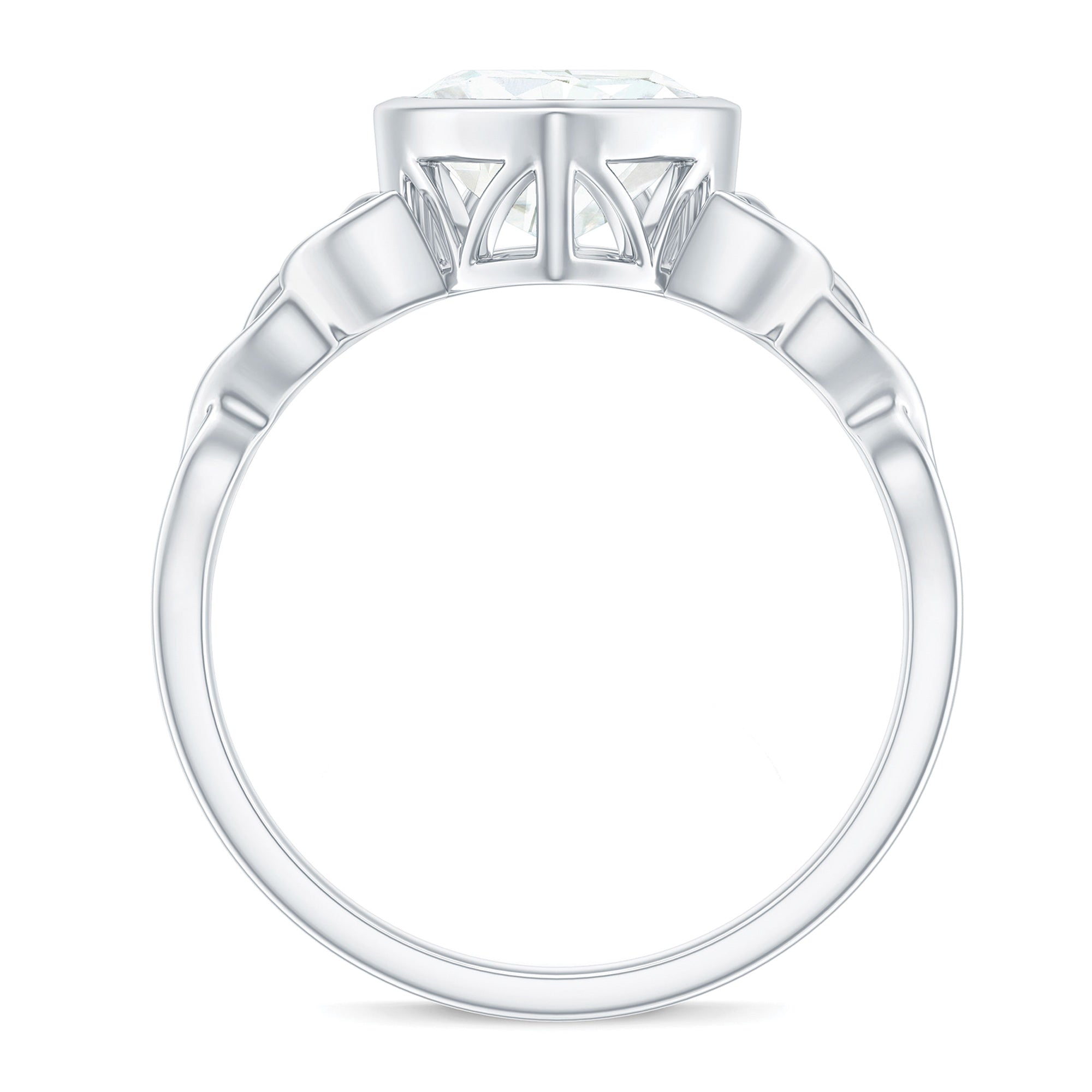 Heart Shape Moissanite Knot Engagement Ring in Bezel Setting D-VS1 - Rosec Jewels