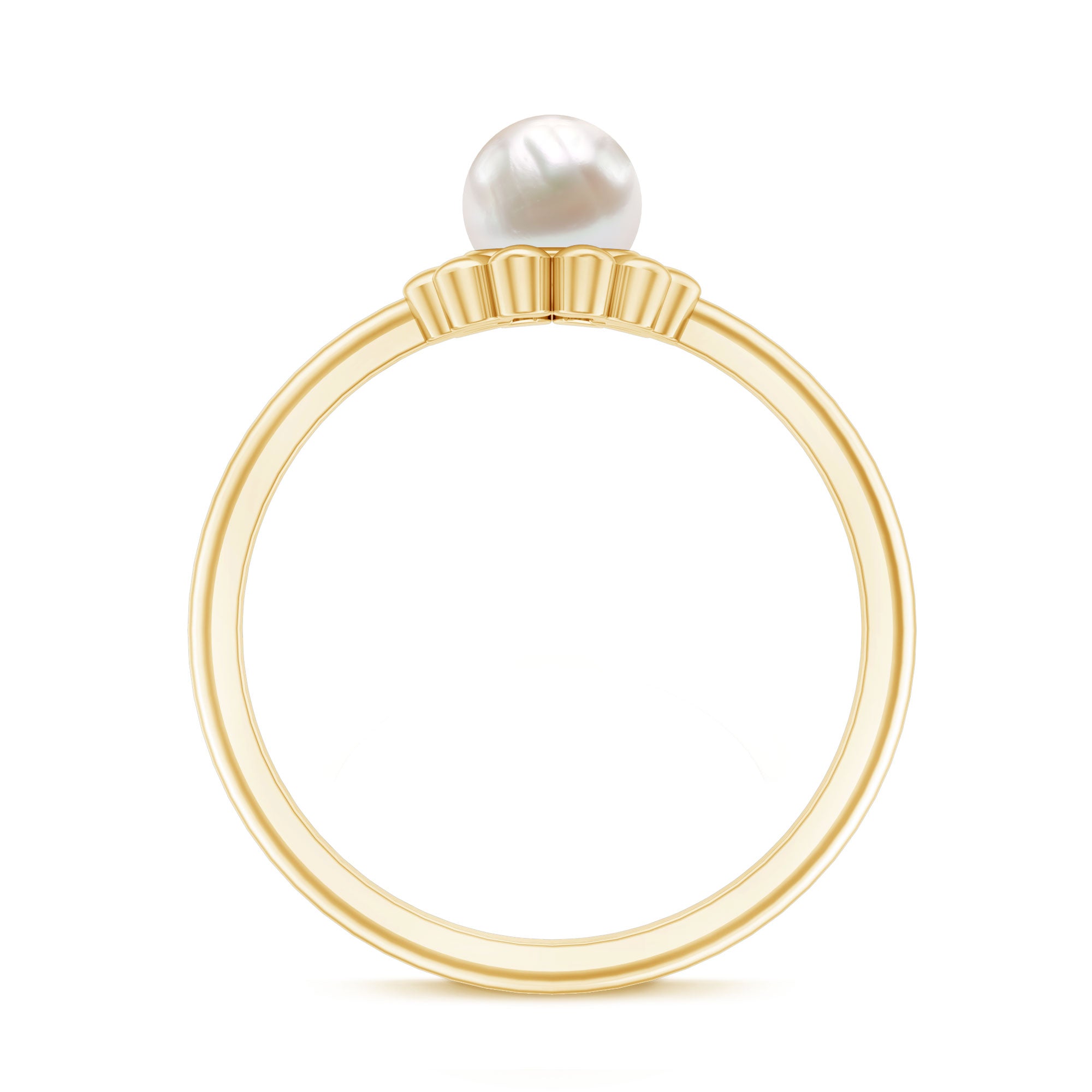 2 Carat Solitaire Freshwater Cultured Pearl Flower Ring AAA - Rosec Jewels