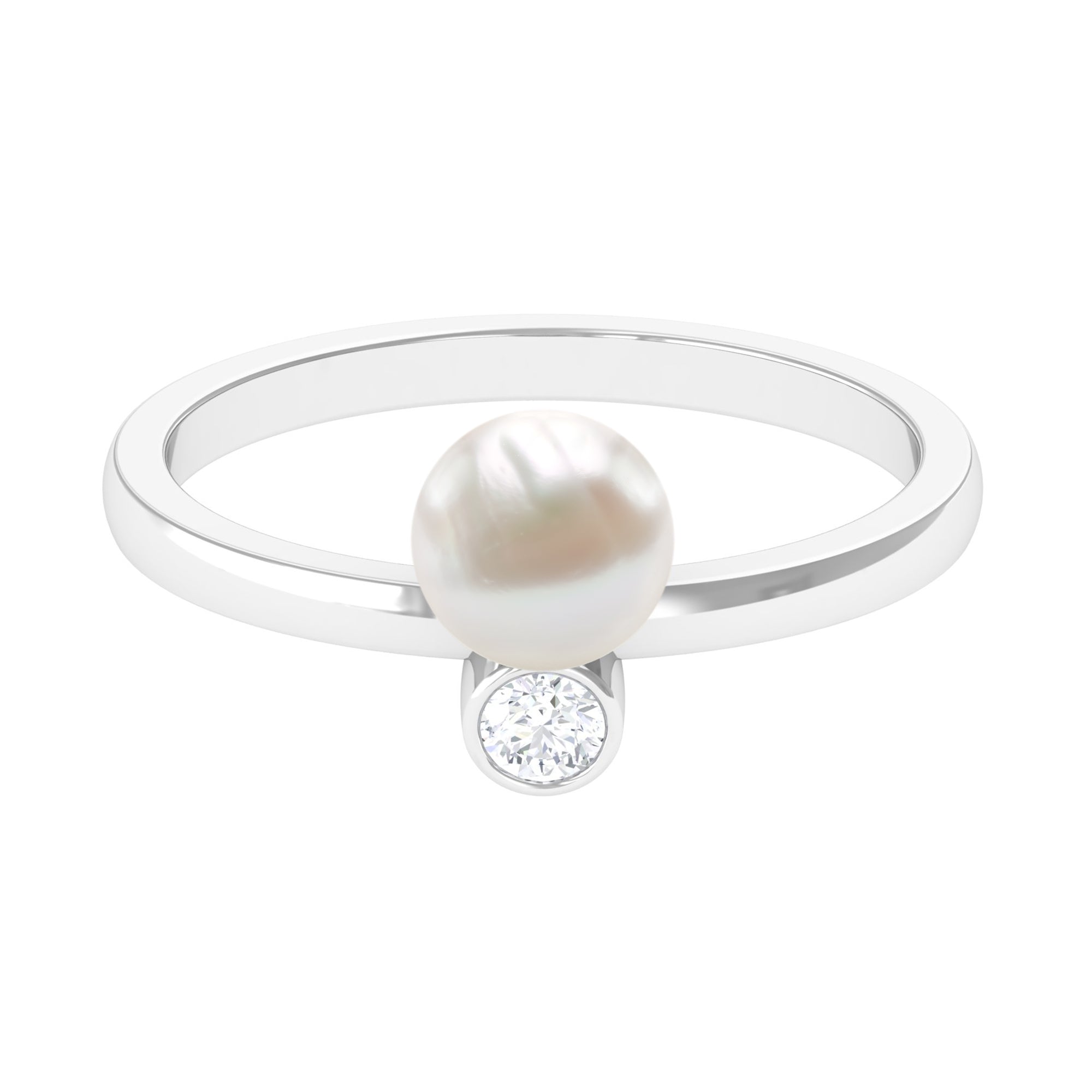 Freshwater Pearl Toi Et Moi Ring with Diamond