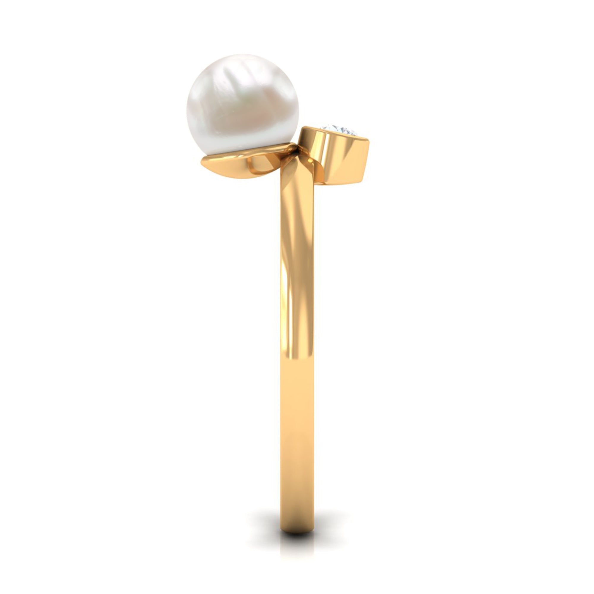 Rosec Jewels-Freshwater Pearl Toi Et Moi Ring with Diamond