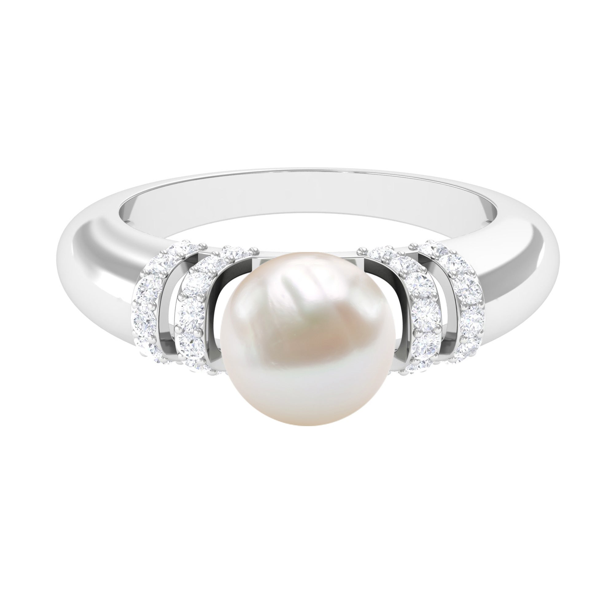 8.25 CT Freshwater Pearl and Diamond Engagement Ring