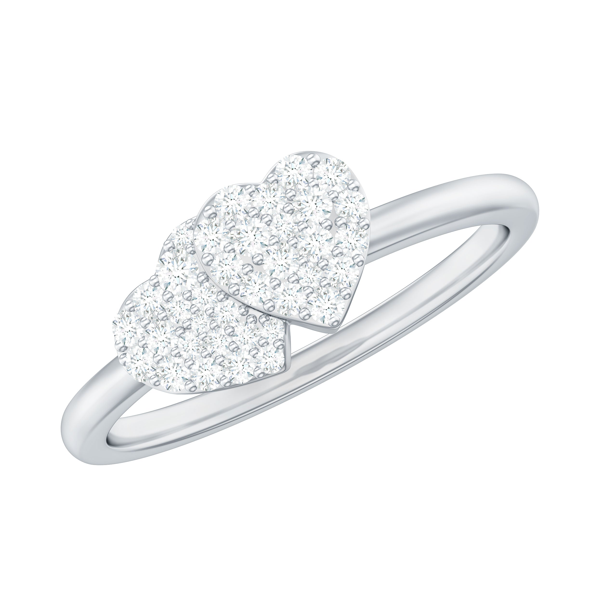 Rosec Jewels-Natural Diamond Double Heart Ring for Promise