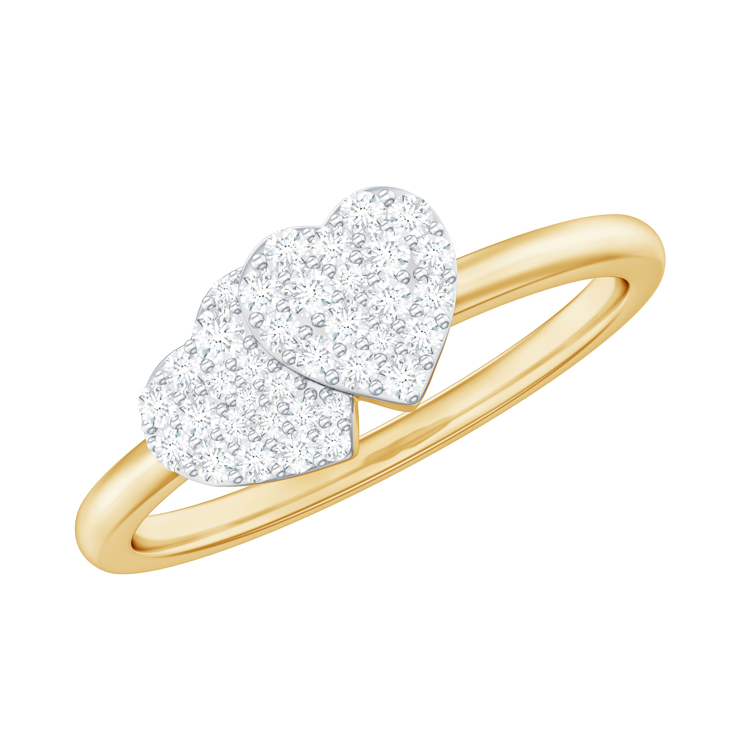 Rosec Jewels-Natural Diamond Double Heart Ring for Promise