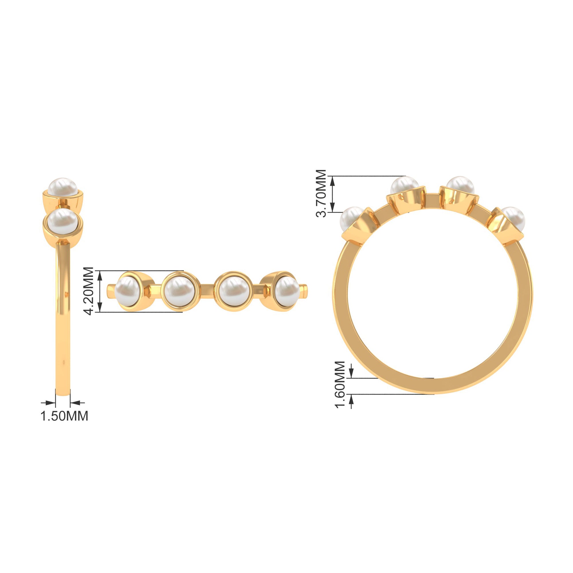 Rosec Jewels-Cultured Freshwater Pearl Promise Ring for Women