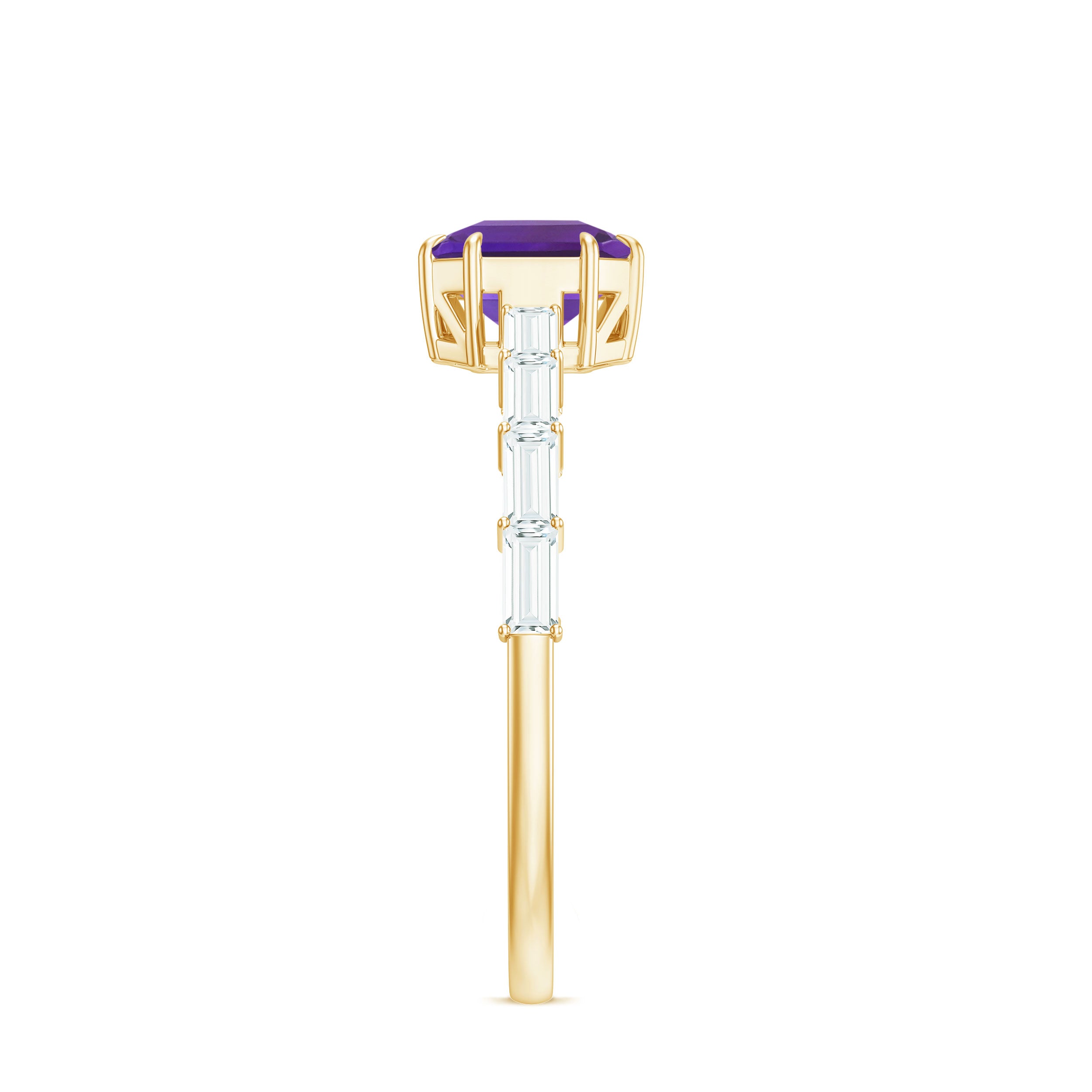 3 Carat Amethyst Asscher Cut Engagement Ring with Diamond AAA - Rosec Jewels