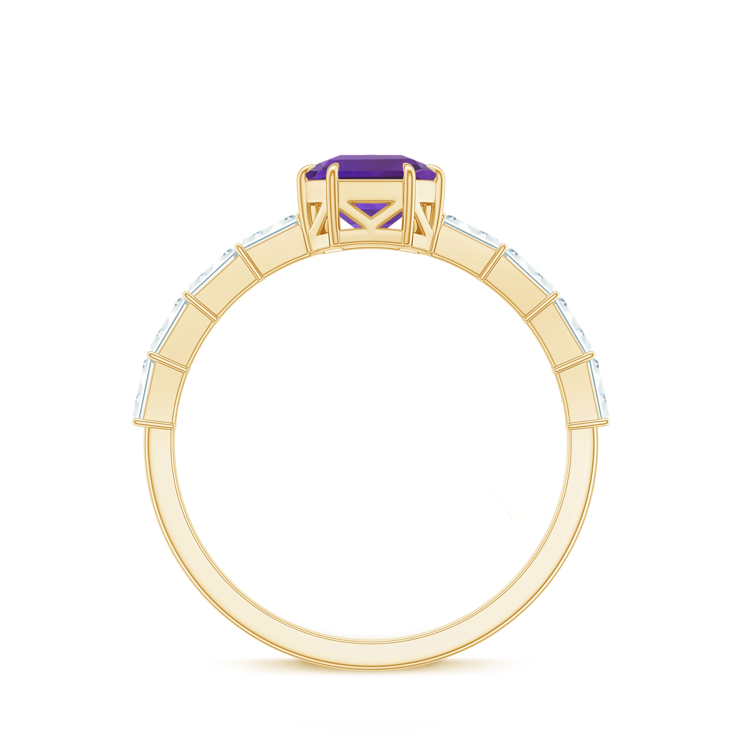 3 Carat Amethyst Asscher Cut Engagement Ring with Diamond AAA - Rosec Jewels