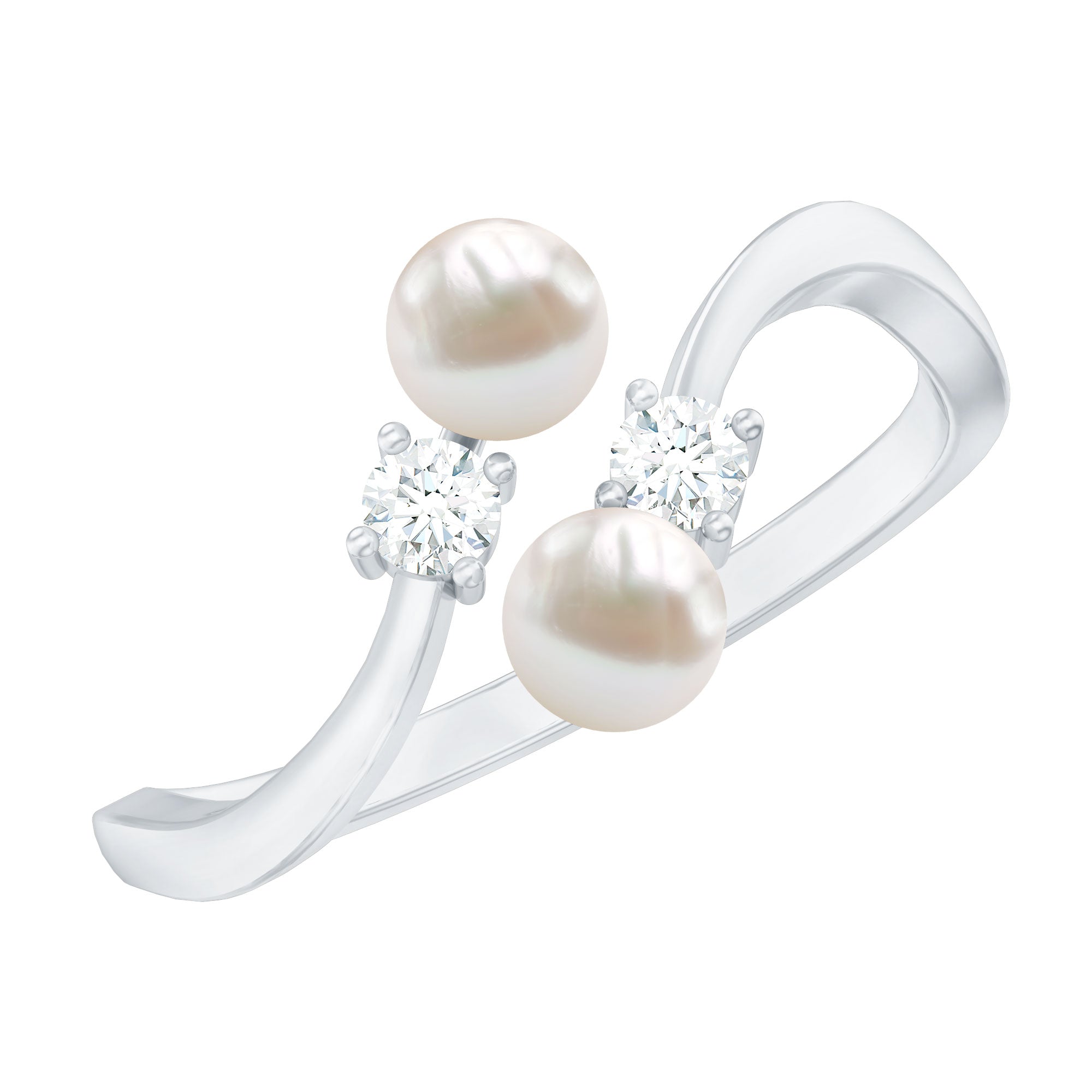 Freshwater Pearl and Diamond Wrap Ring AAA - Rosec Jewels