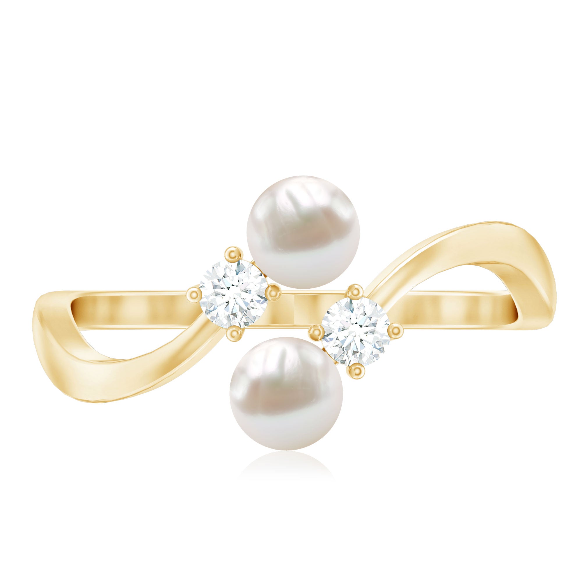 Freshwater Pearl and Diamond Wrap Ring AAA - Rosec Jewels